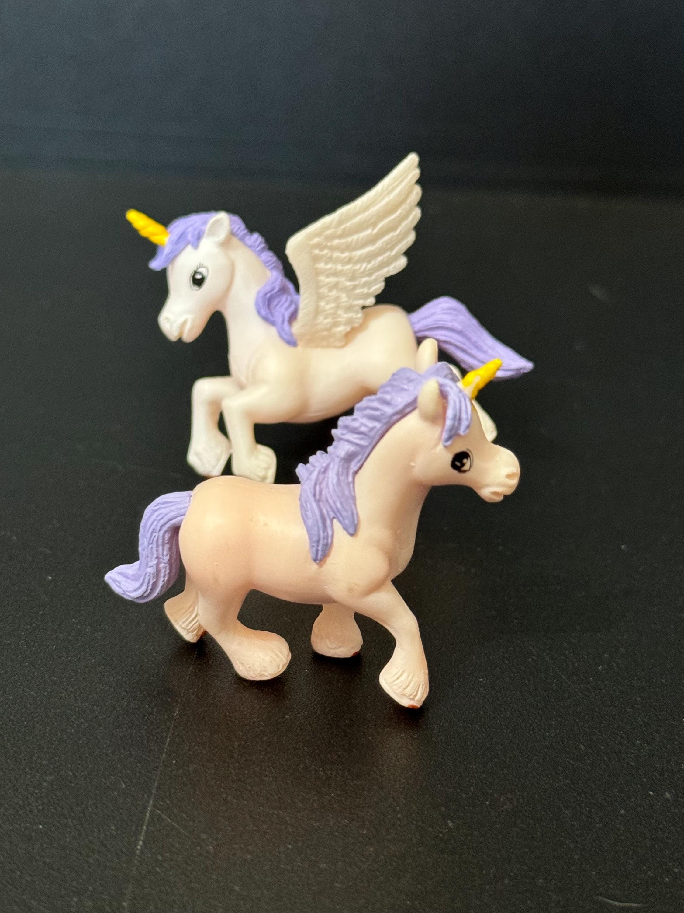 Set of 2 PURPLE unicorn plastic cake topper decorations birthday toy figures