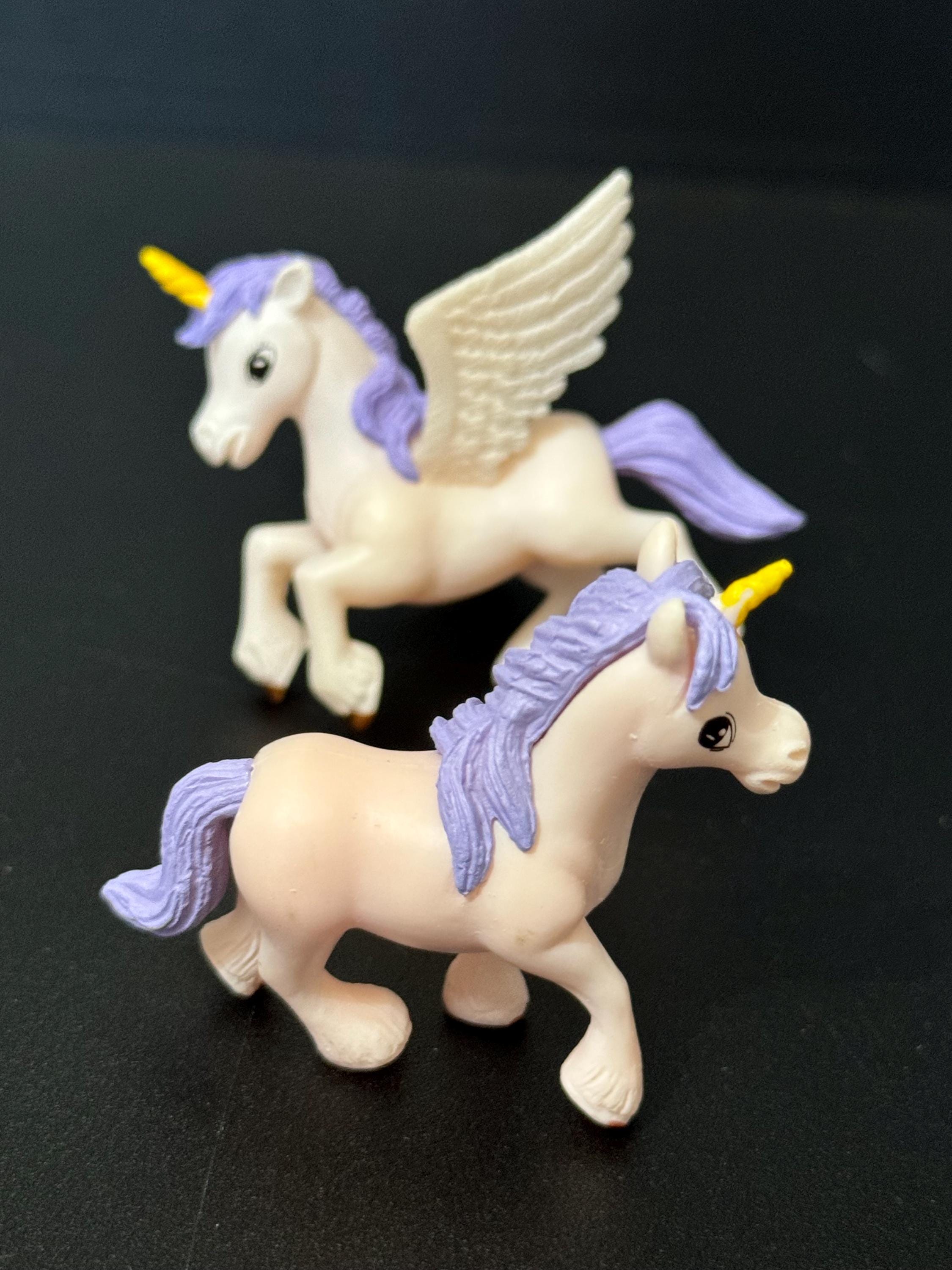 Set of 2 PURPLE unicorn plastic cake topper decorations birthday toy figures