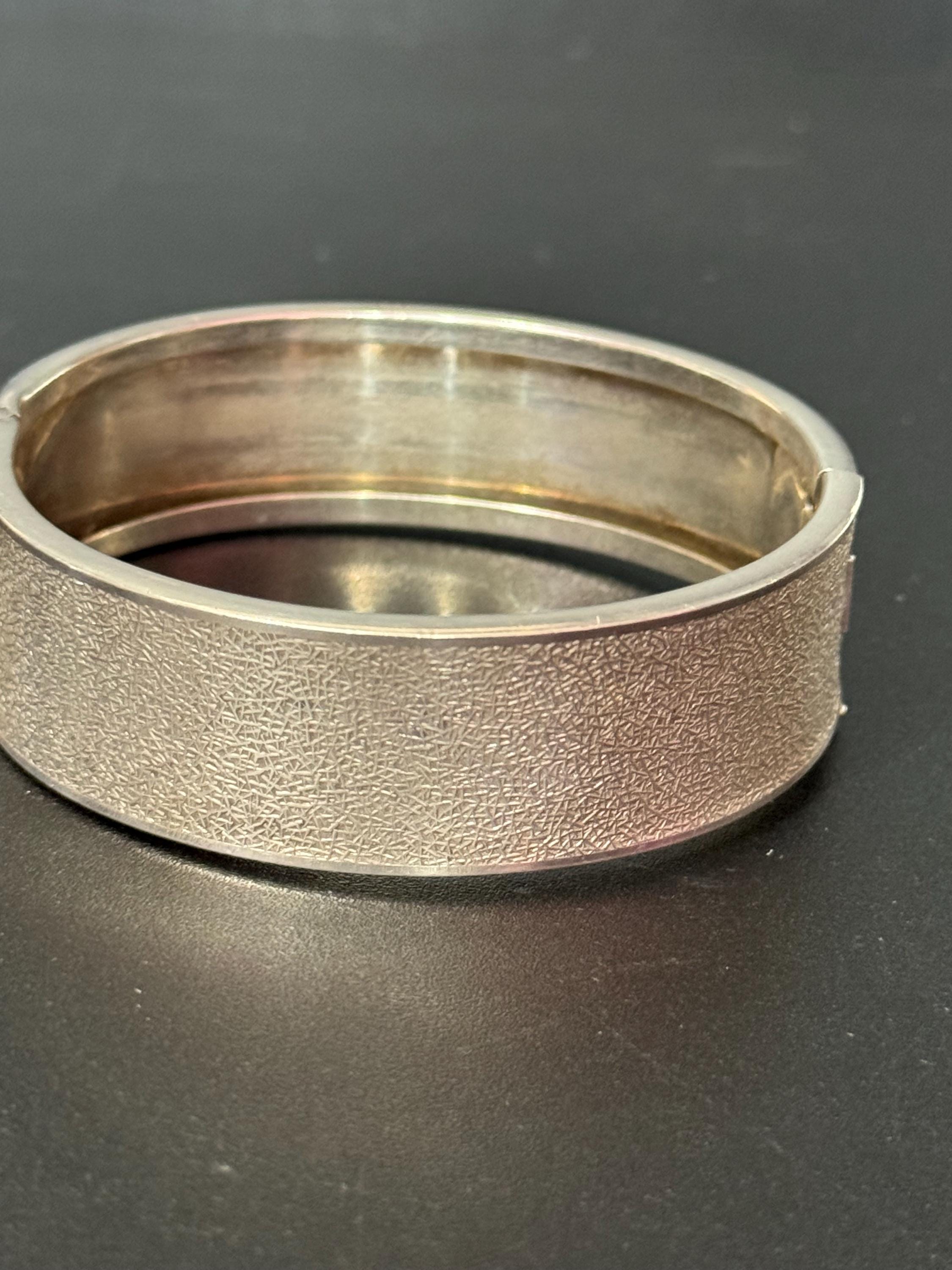 Vintage 835 Sterling Silver Clamper Bracelet: Modernist Bark Design, Signed MB