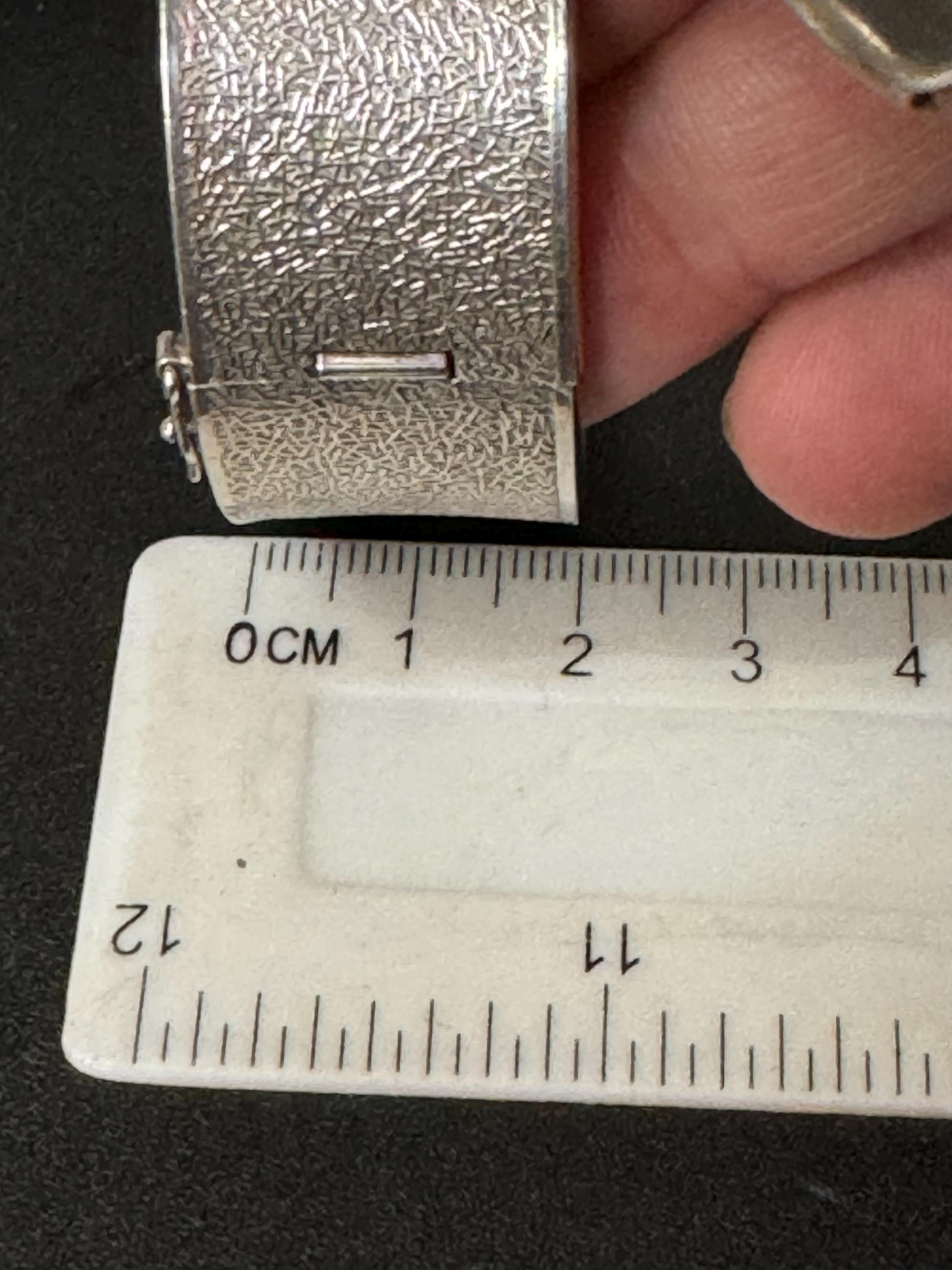 Vintage 835 Sterling Silver Clamper Bracelet: Modernist Bark Design, Signed MB