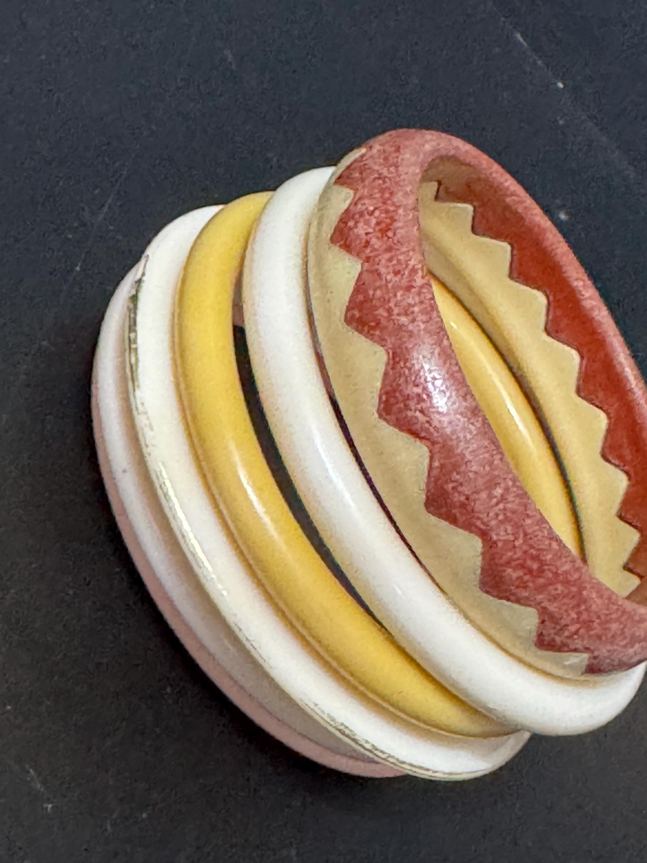 Cream pink brown beige stack of vintage retro plastic bangles