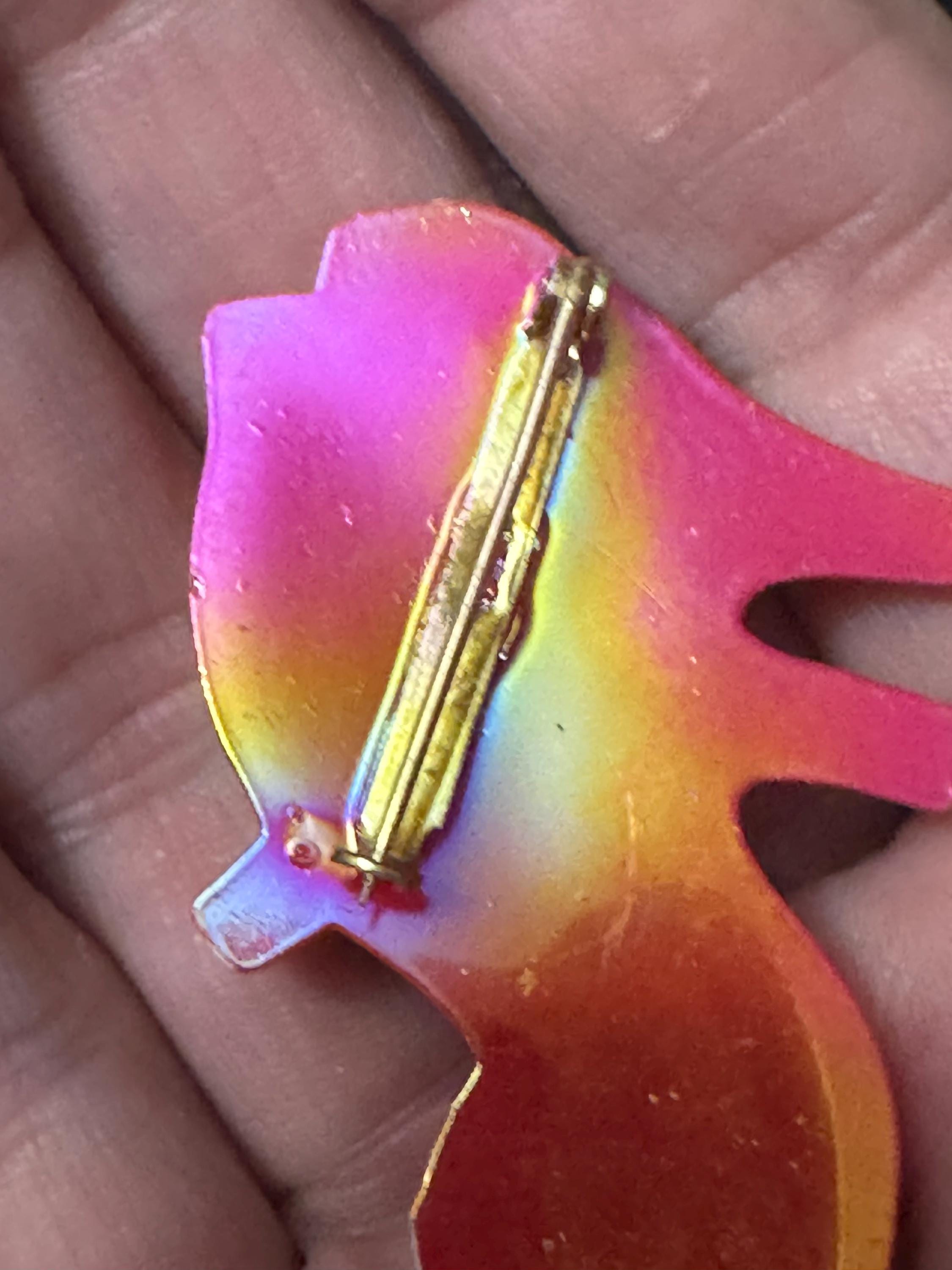 Novelty ladies red shoe brooch vintage French 1960s