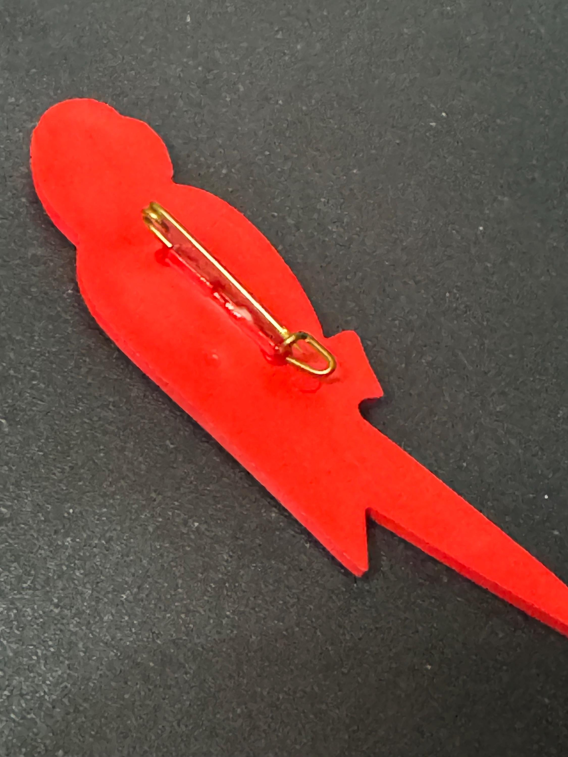 Novelty red parrot brooch, tropical bird vintage French early plastic