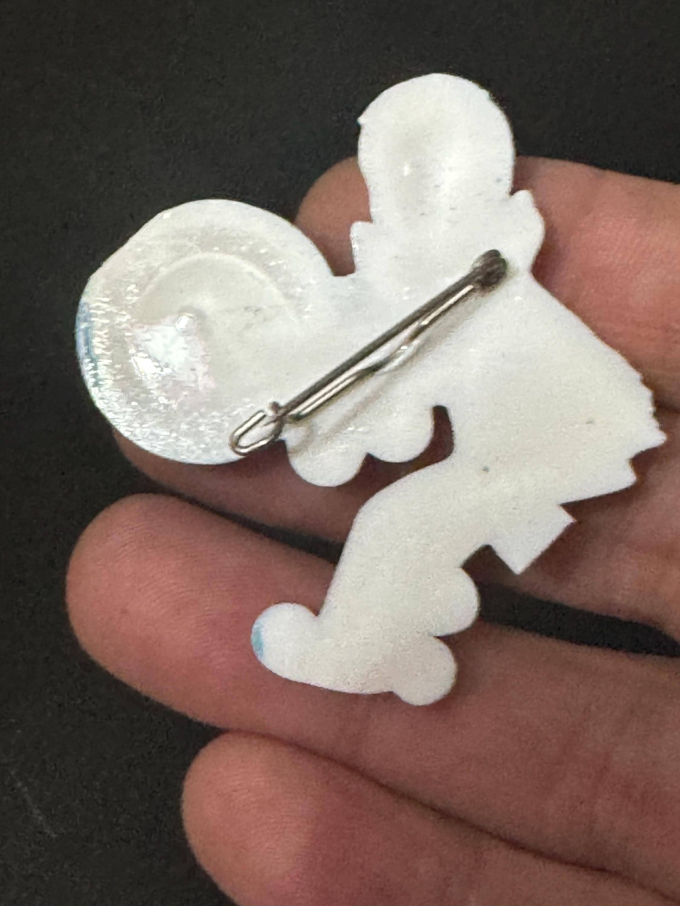 Novelty Pierrot brooch, French early plastic clown pin