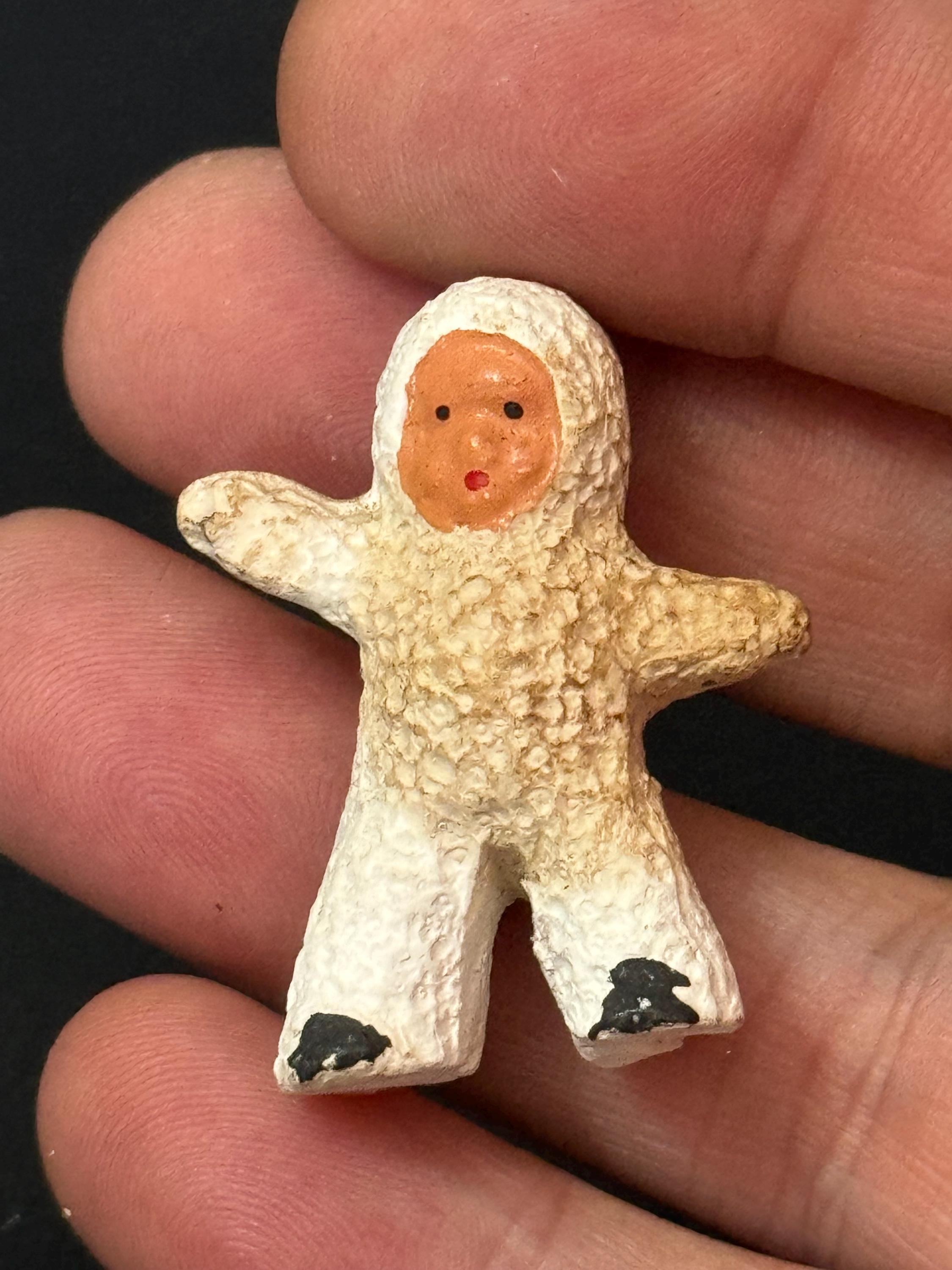 Antique PLASTER bisque Snow Baby Christmas Xmas Cake topper decoration