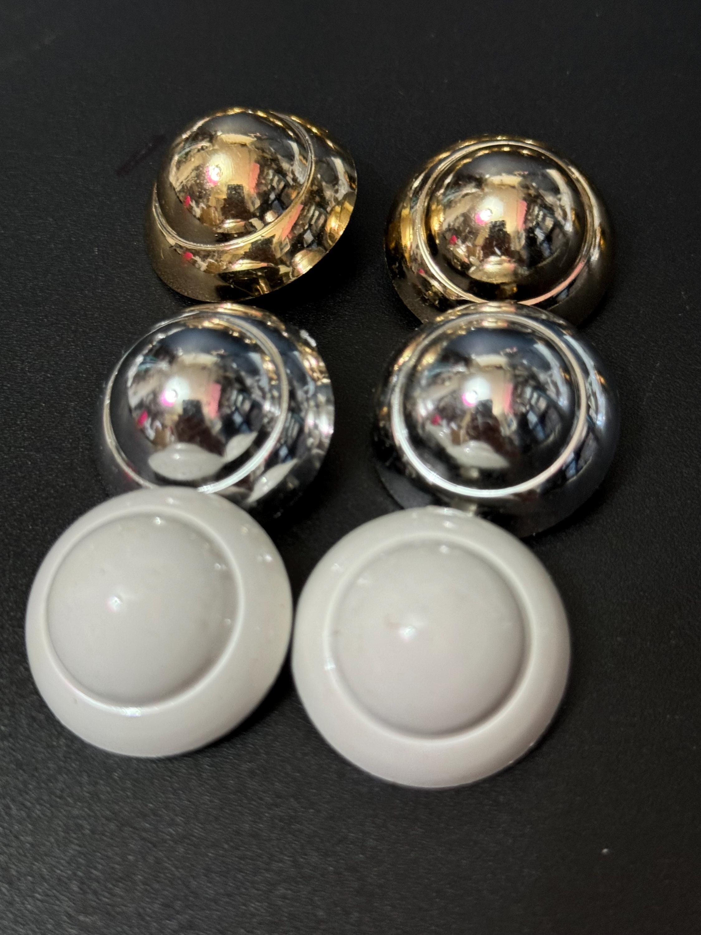French champagne gold domed plastic clip on earrings 1950s 1960s old shop stock