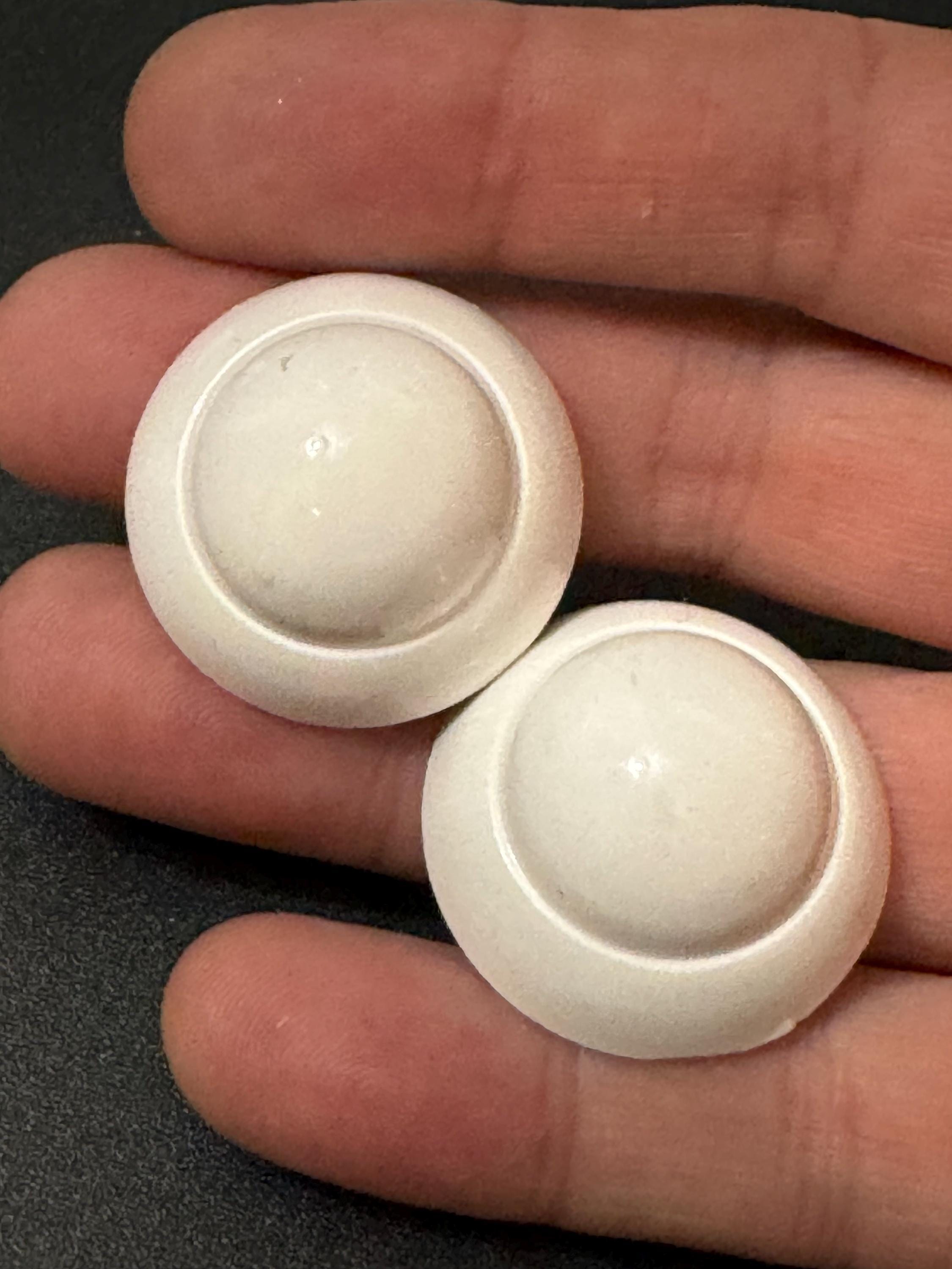 French white domed plastic clip on earrings 1950s 1960s old True vintage shop stock