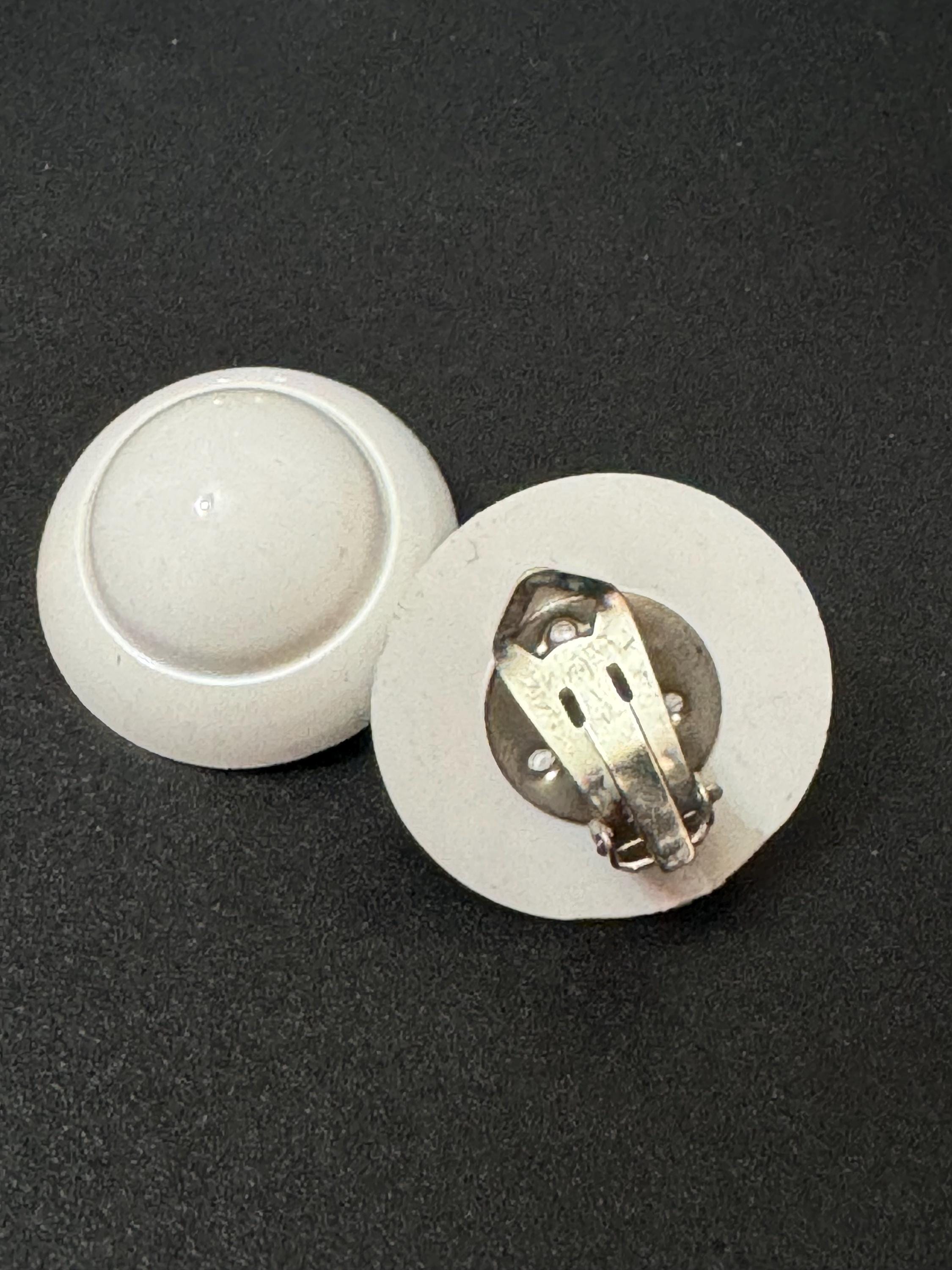 French white domed plastic clip on earrings 1950s 1960s old True vintage shop stock