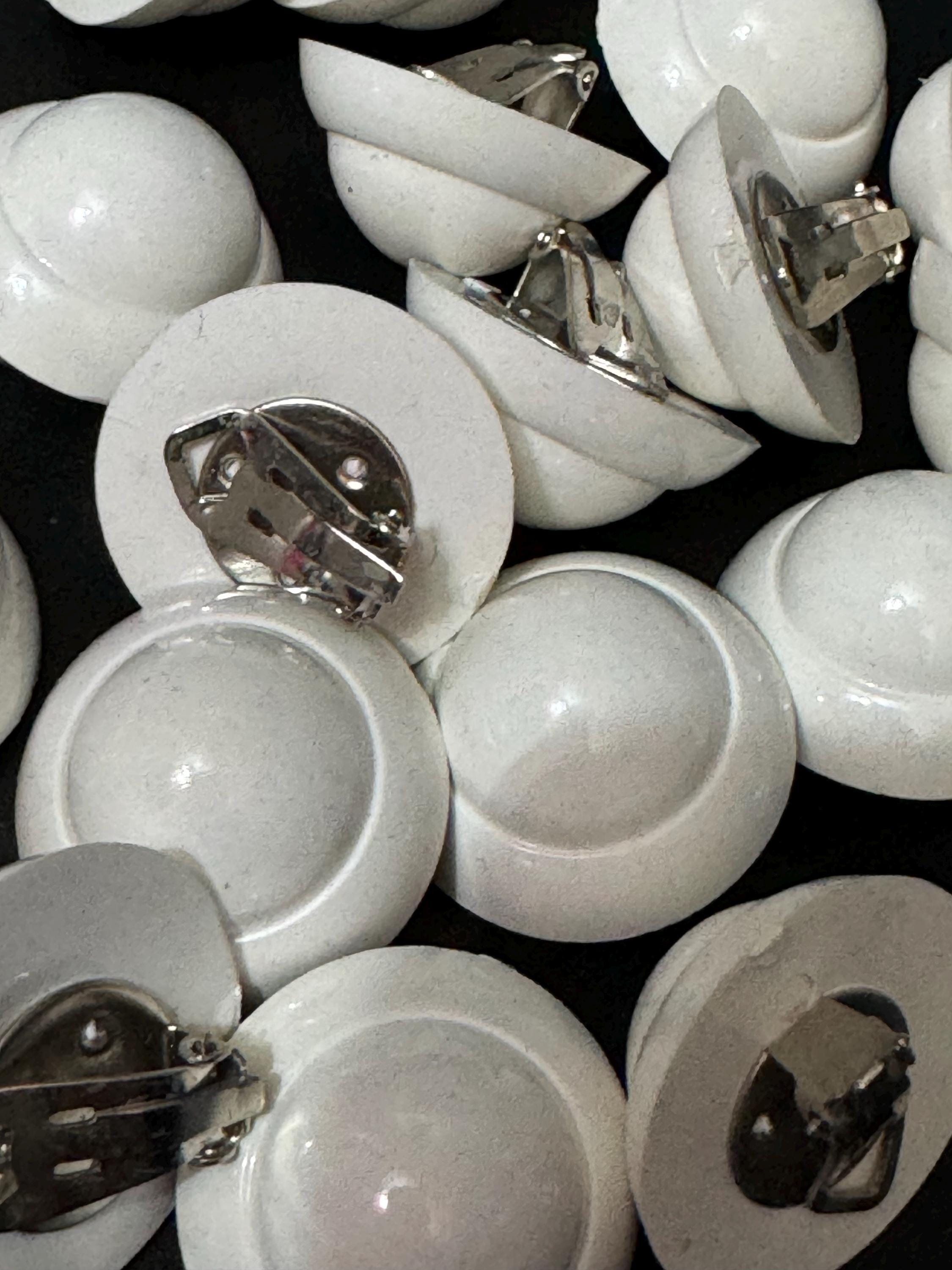 French white domed plastic clip on earrings 1950s 1960s old True vintage shop stock