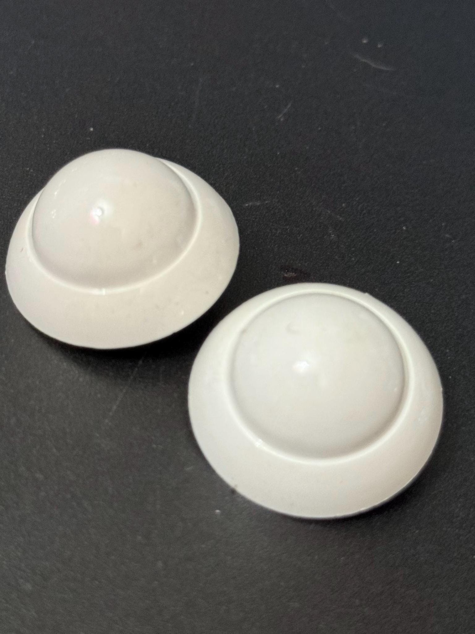 French white domed plastic clip on earrings 1950s 1960s old True vintage shop stock