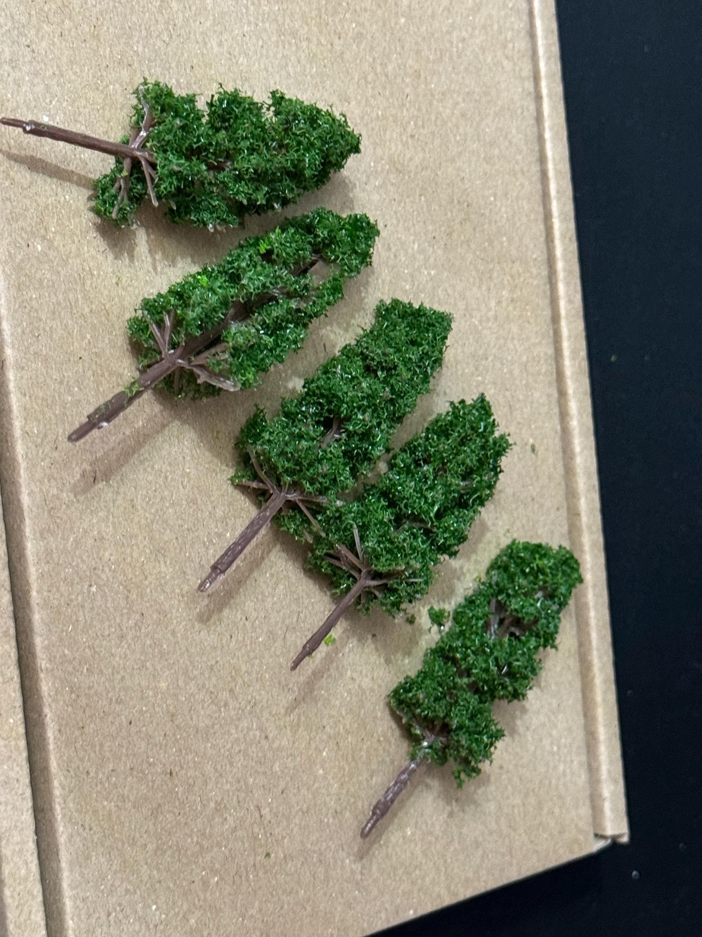 Dark Green Miniature Fir Trees (5 Pieces): Cake Toppers, Woodland Scenery