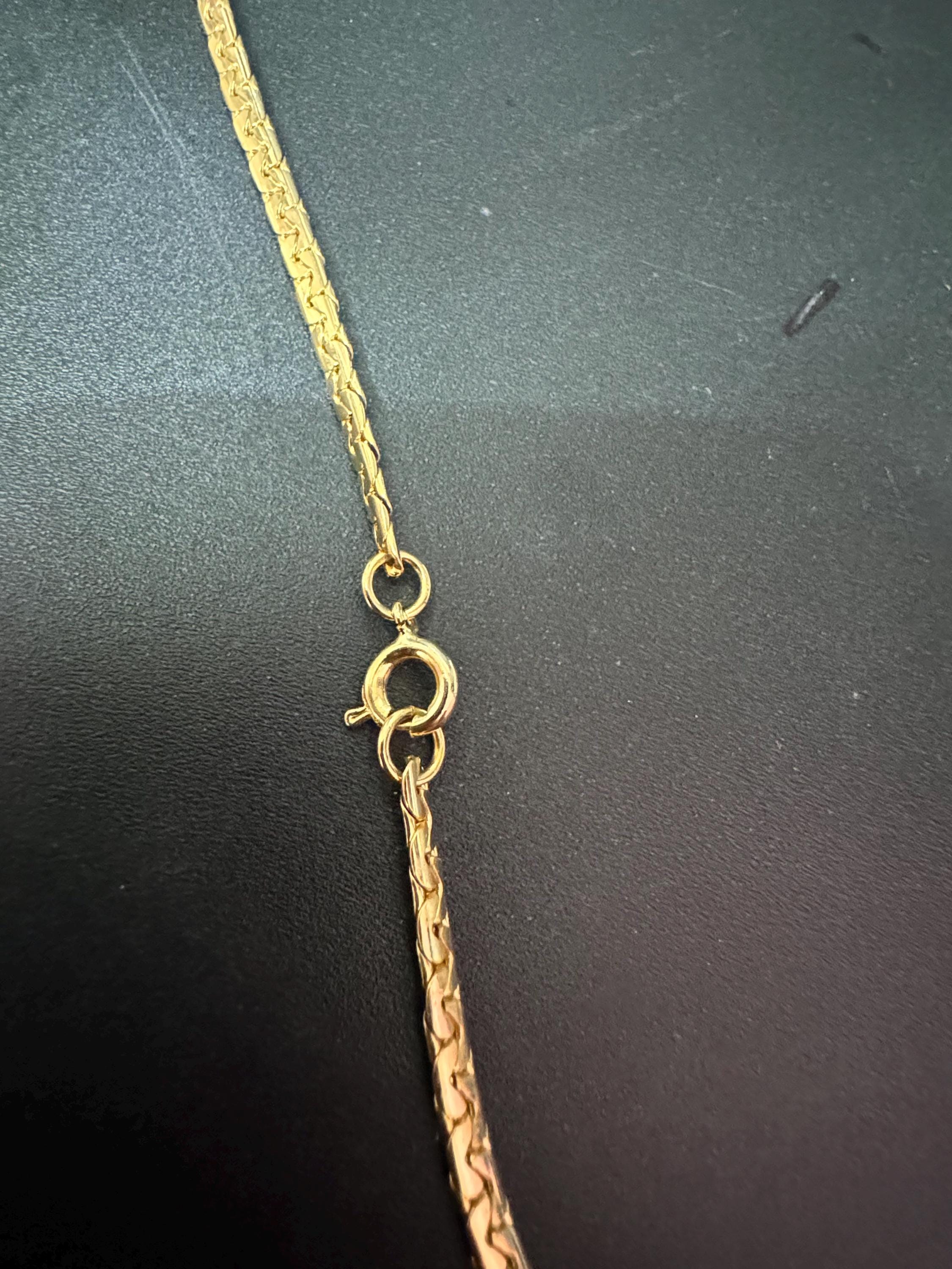 114cm 34 inch True Vintage 4mm gold plated very long flat fancy link chain plain layering necklace old shop stock