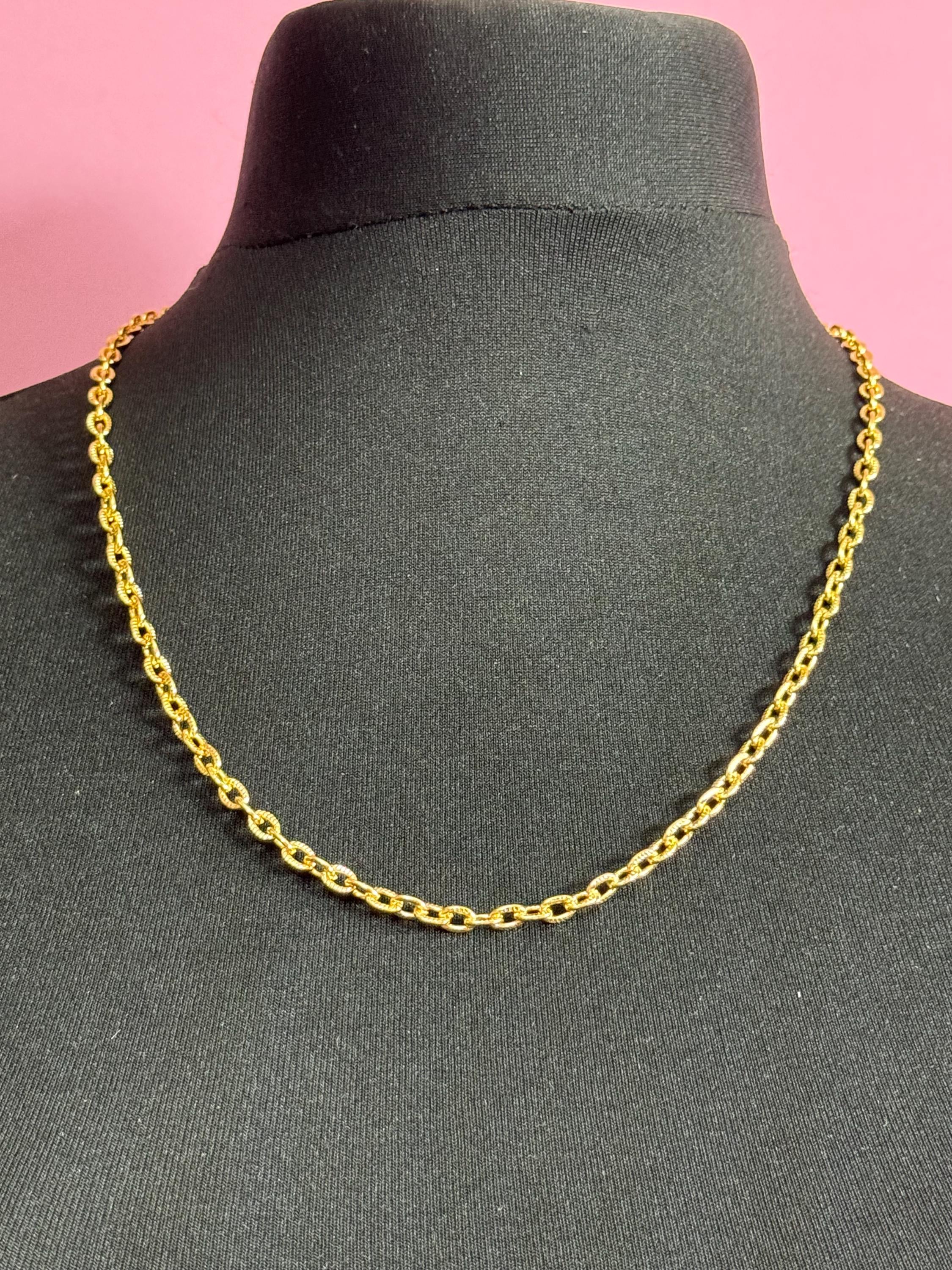 18.5” 62cm True Vintage 5mm gold plated etched cable link chain ideal layering necklace for charms old shop stock