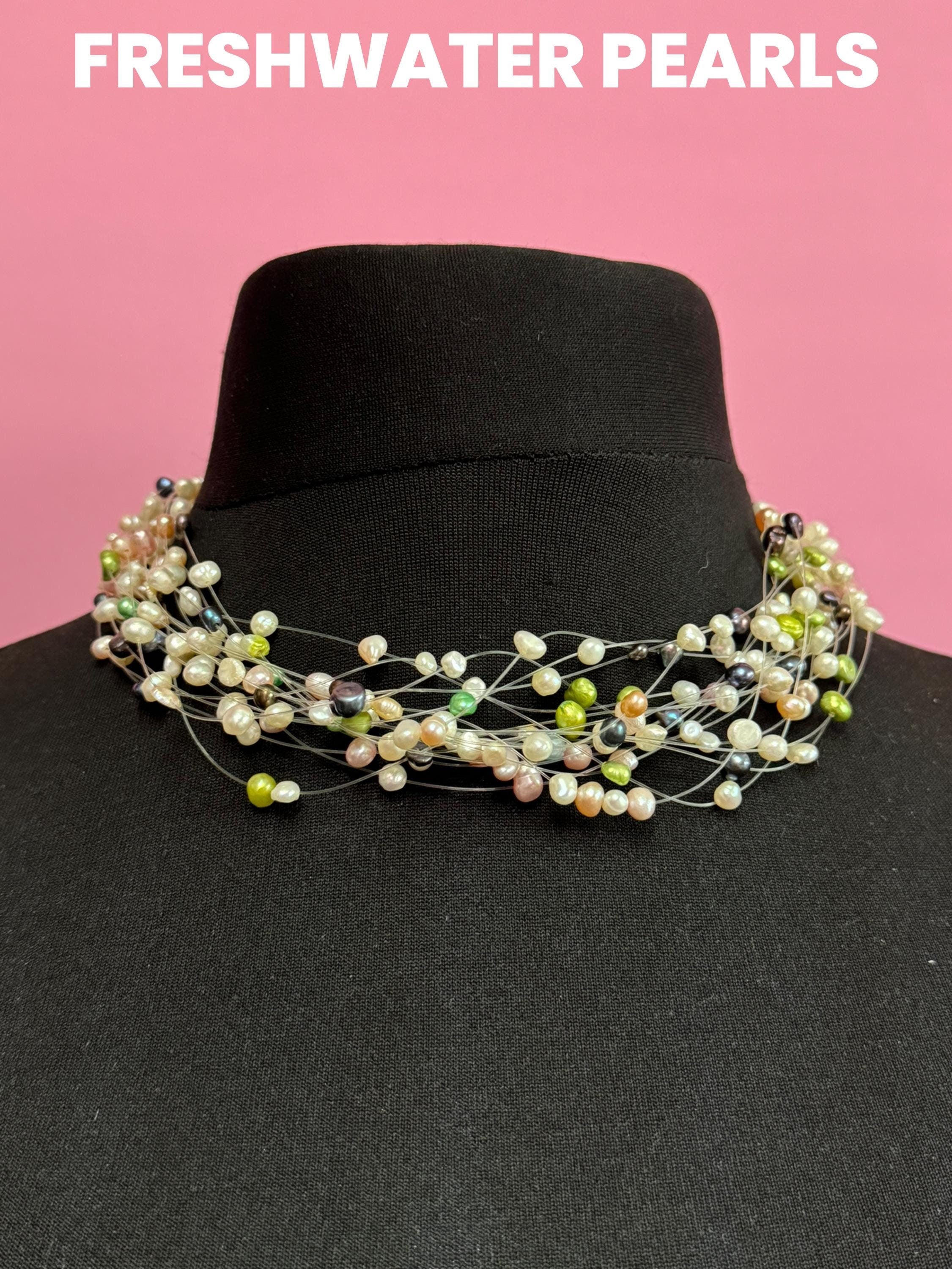 Freshwater pearl coloured choker