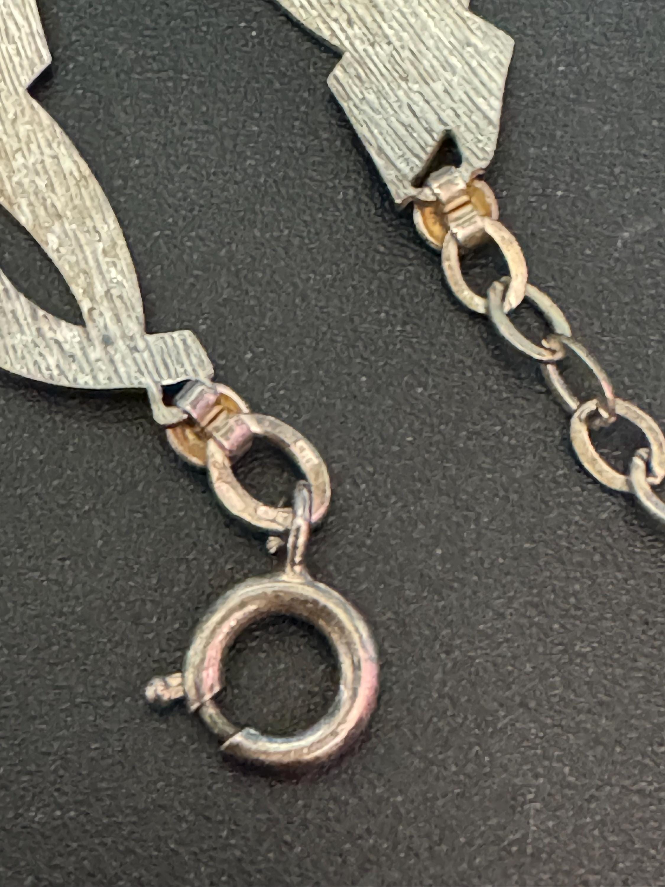 West Germany Sterling Silver Panel Link Collar Necklace