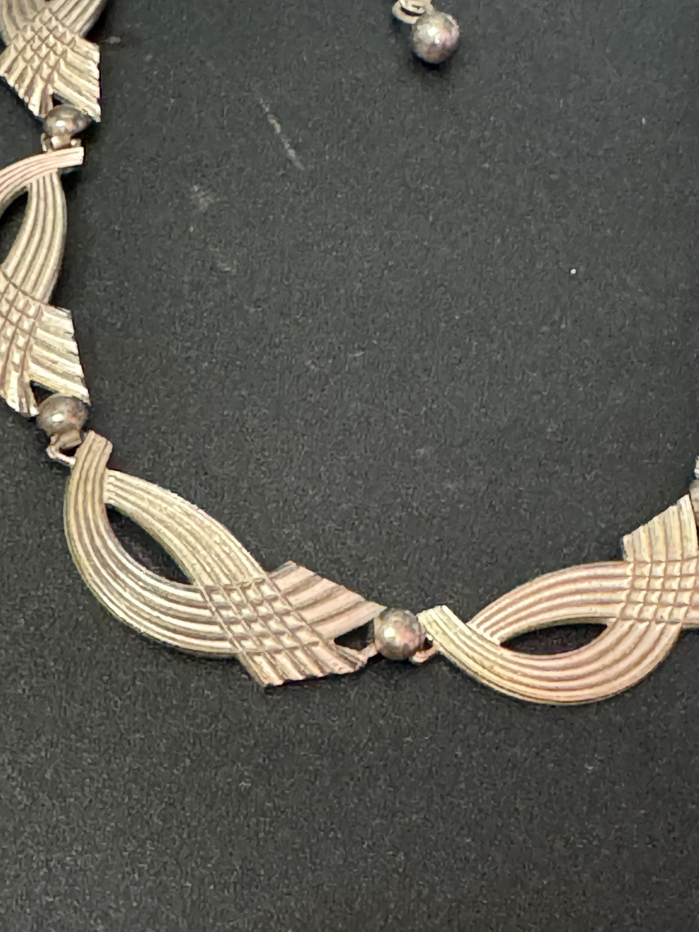 West Germany Sterling Silver Panel Link Collar Necklace