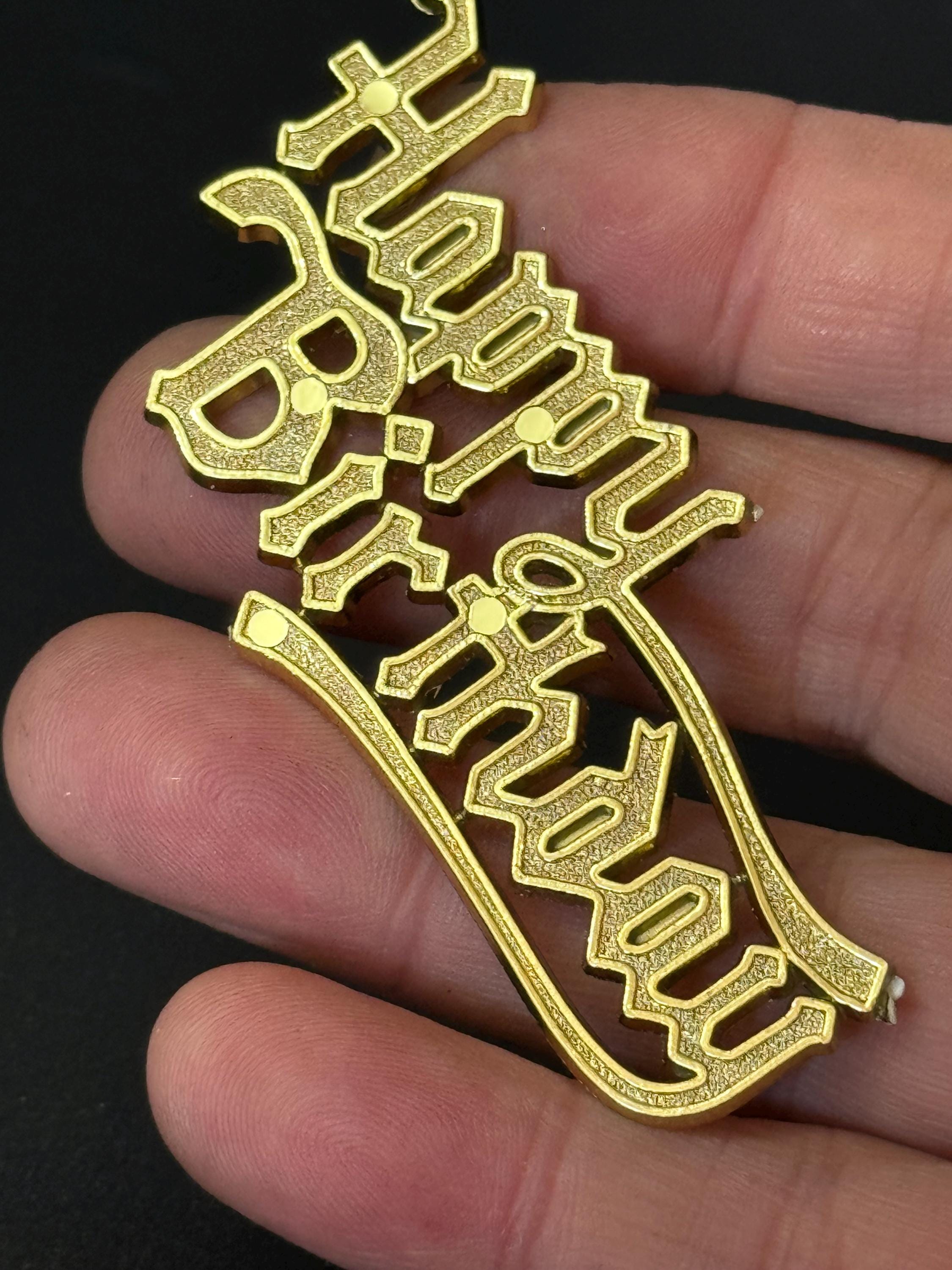 Vintage Happy Birthday Cake Decoration gold Topper flat back