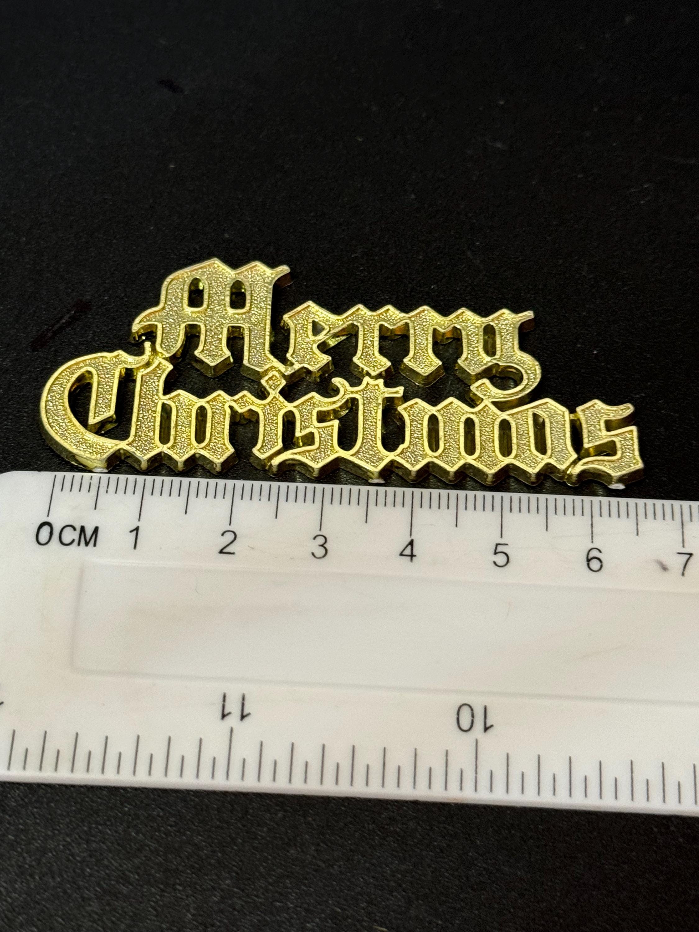 Retro MERRY CHRISTMAS gold plastic cake topper decoration home baking sign