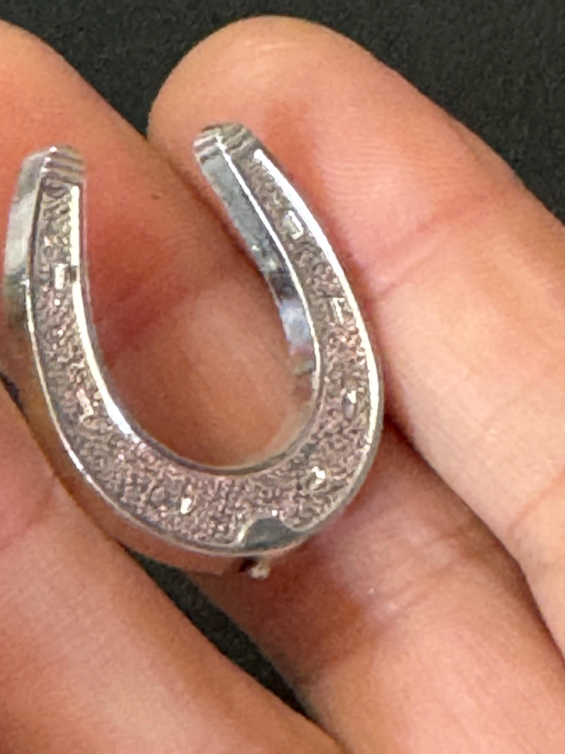 horseshoe Wedding Cake topper decoration Vintage silver plastic 3cm