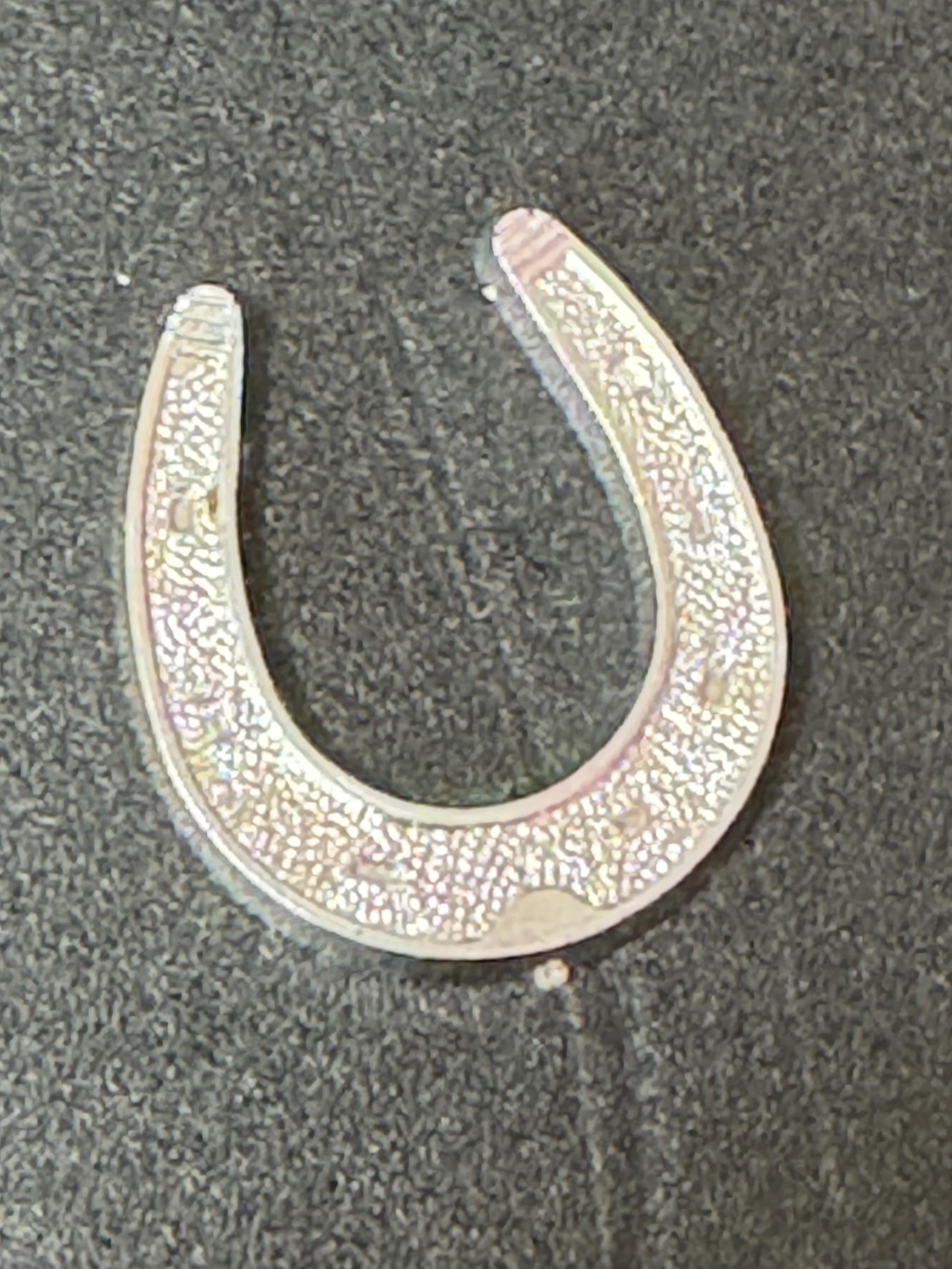horseshoe Wedding Cake topper decoration Vintage silver plastic 3cm