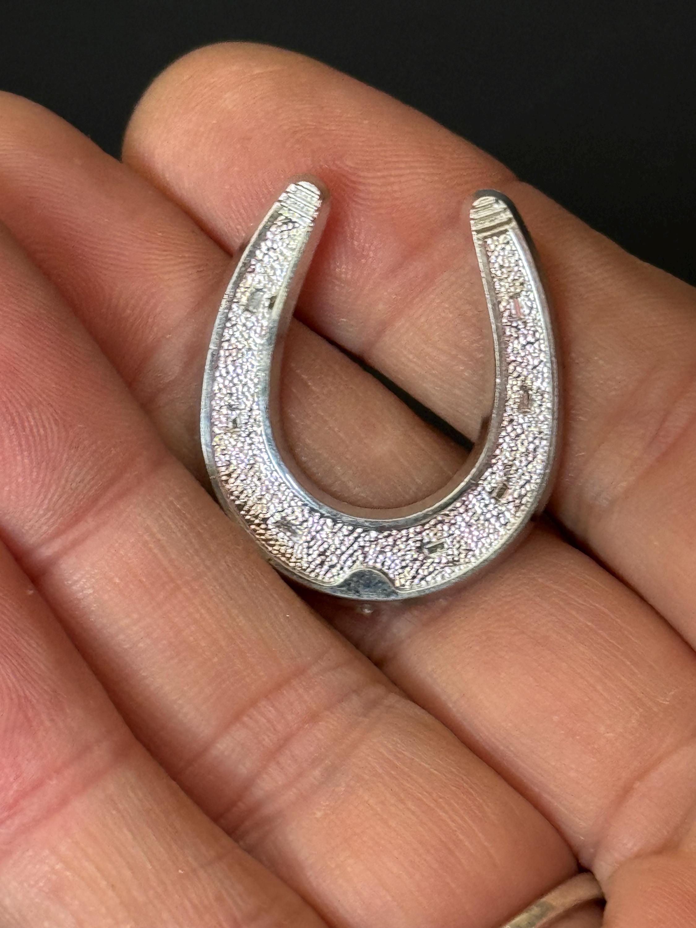 horseshoe Wedding Cake topper decoration Vintage silver plastic 3cm