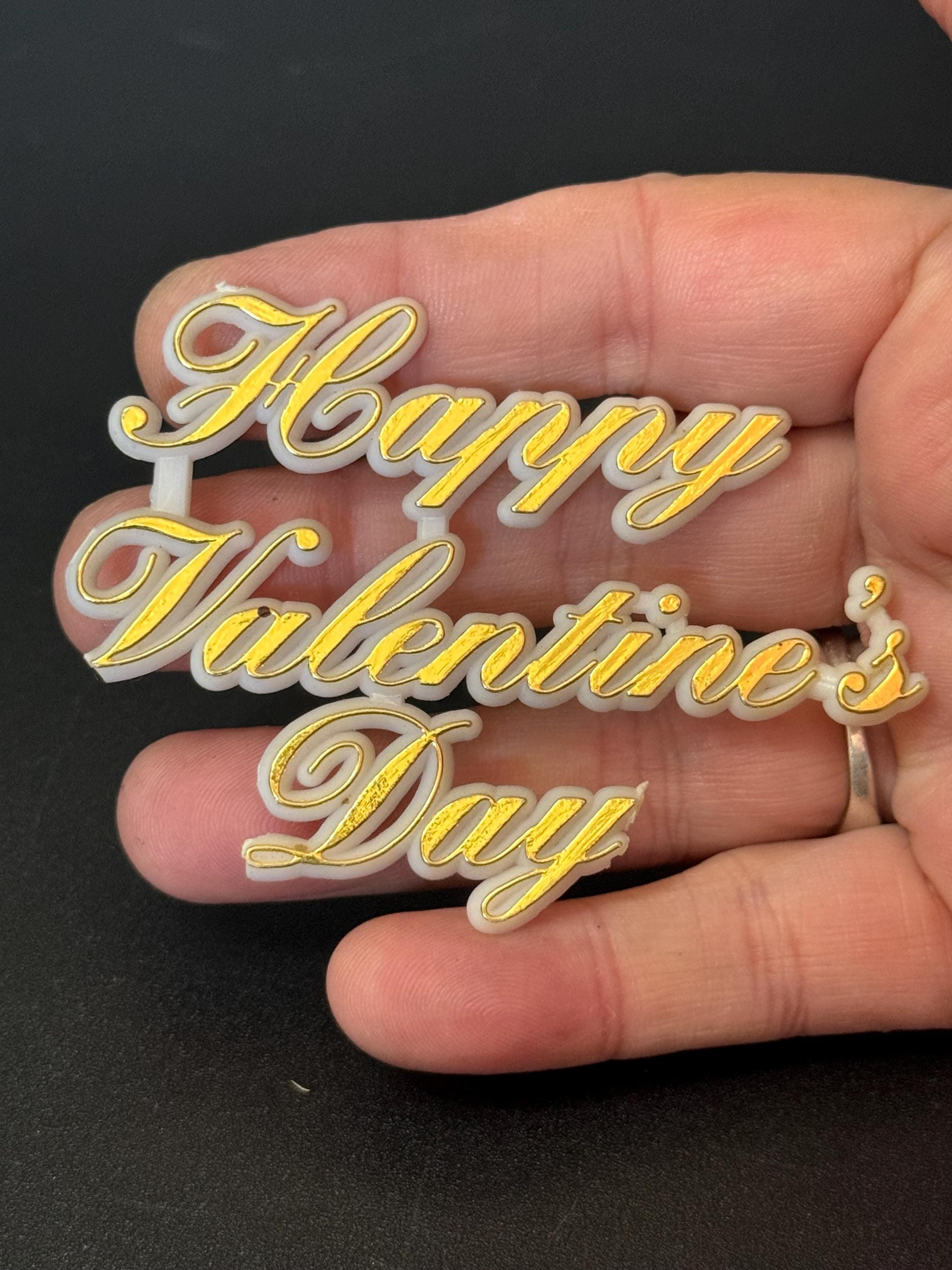 gold Vintage happy Valentine’s Day cake Decoration Topper reusable