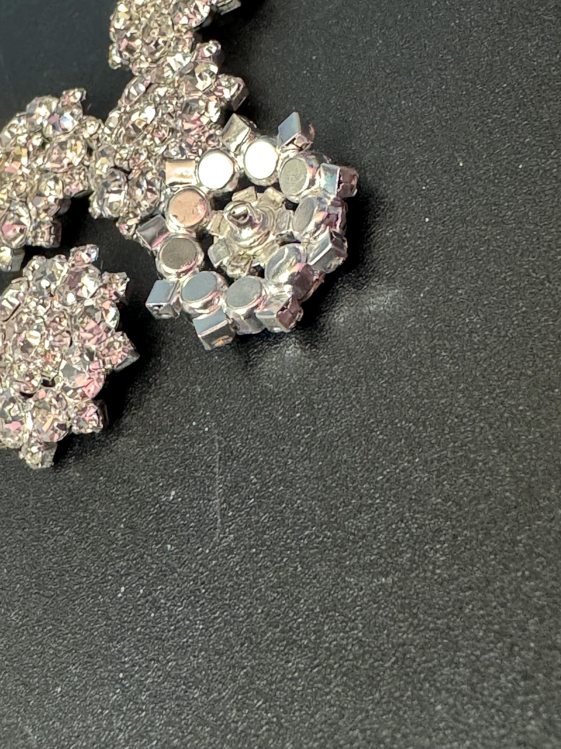 22mm Set of 5 round clear diamanté rhinestone buttons snowflake