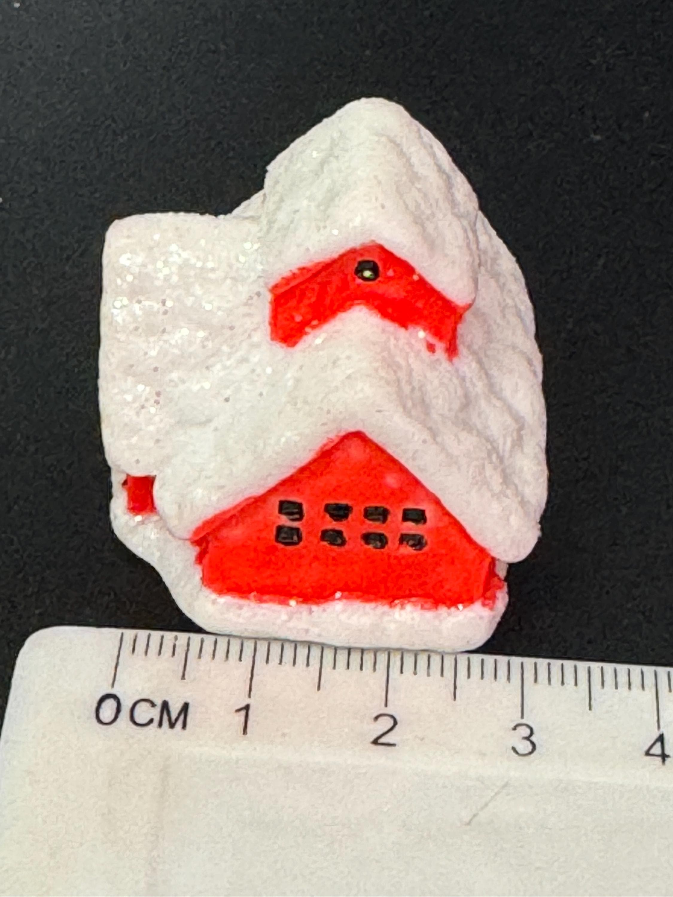 1 x miniature orange chalet Christmas house cake topper decoration reusable