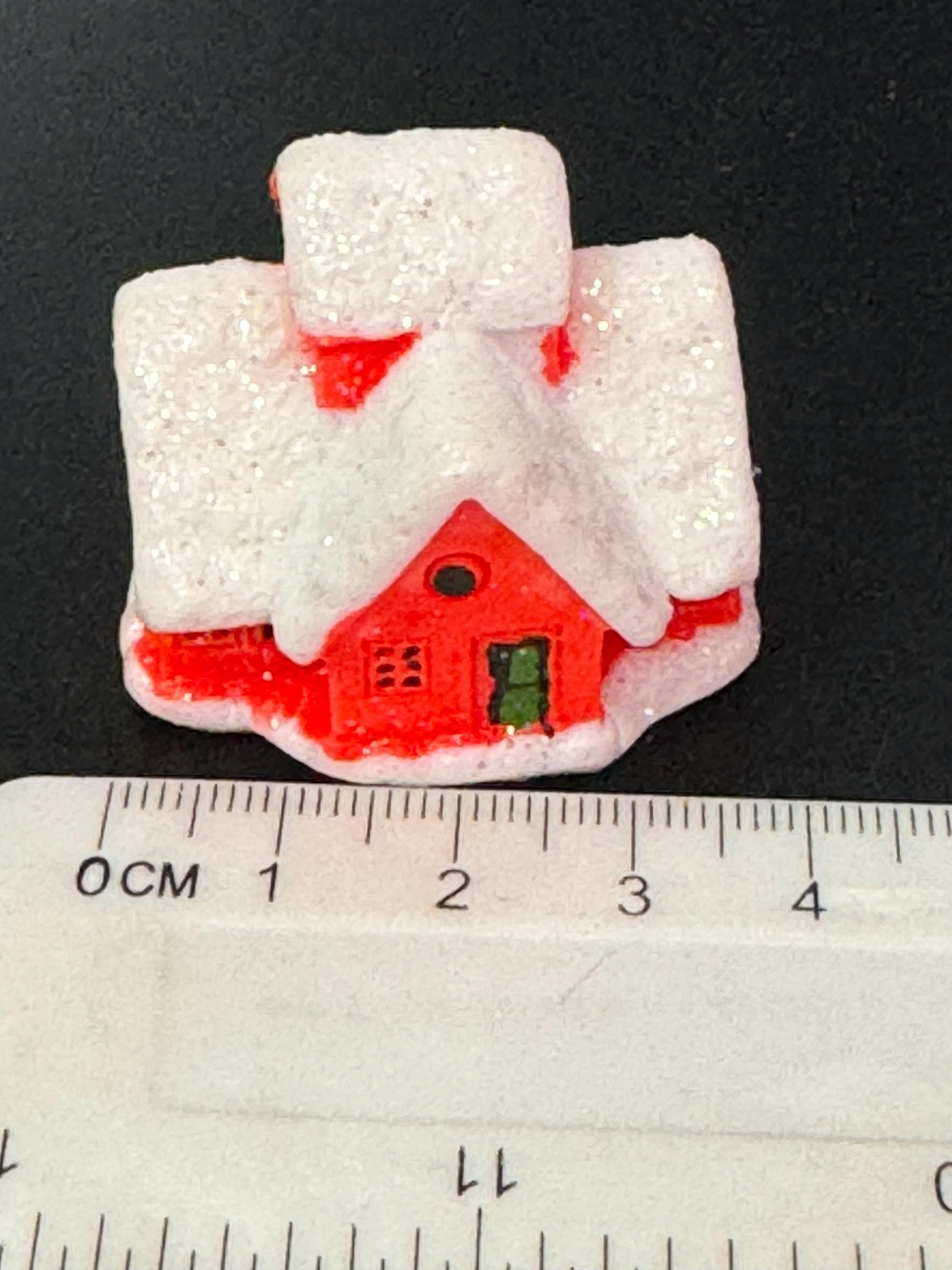 1 x miniature orange chalet Christmas house cake topper decoration reusable