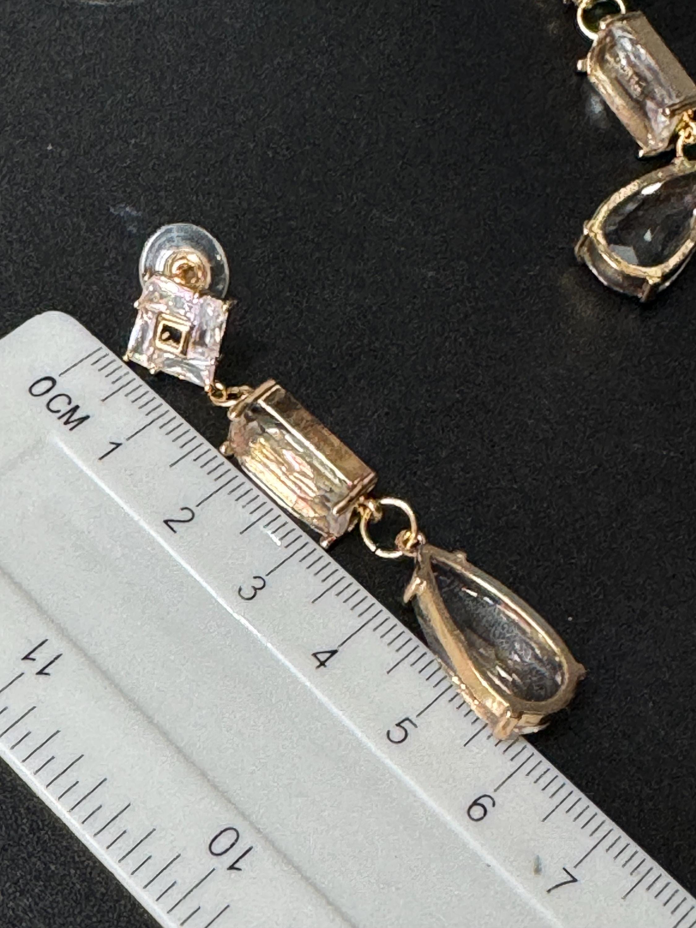 18k Gold plated crystal glass clear long teardrop earrings