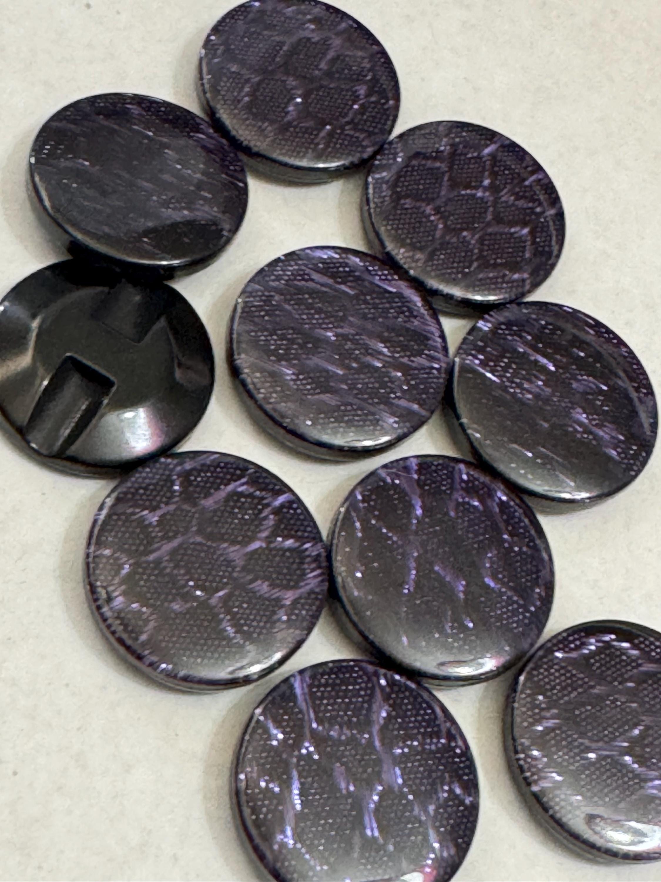 Set of 10 x 22mm plastic Violet Blue Purple snakeskin buttons glitter