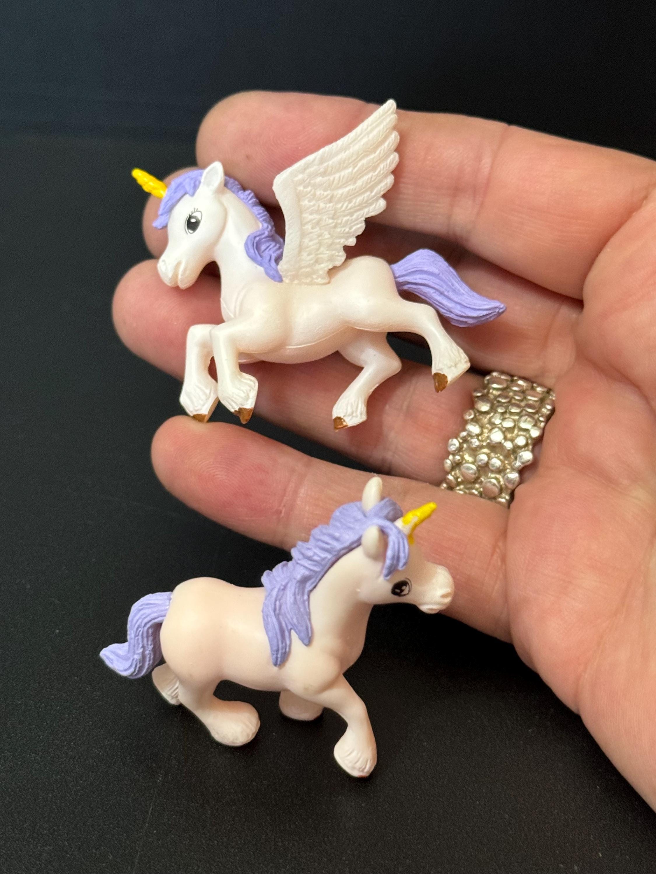 Set of 2 PURPLE unicorn plastic cake topper decorations birthday toy figures
