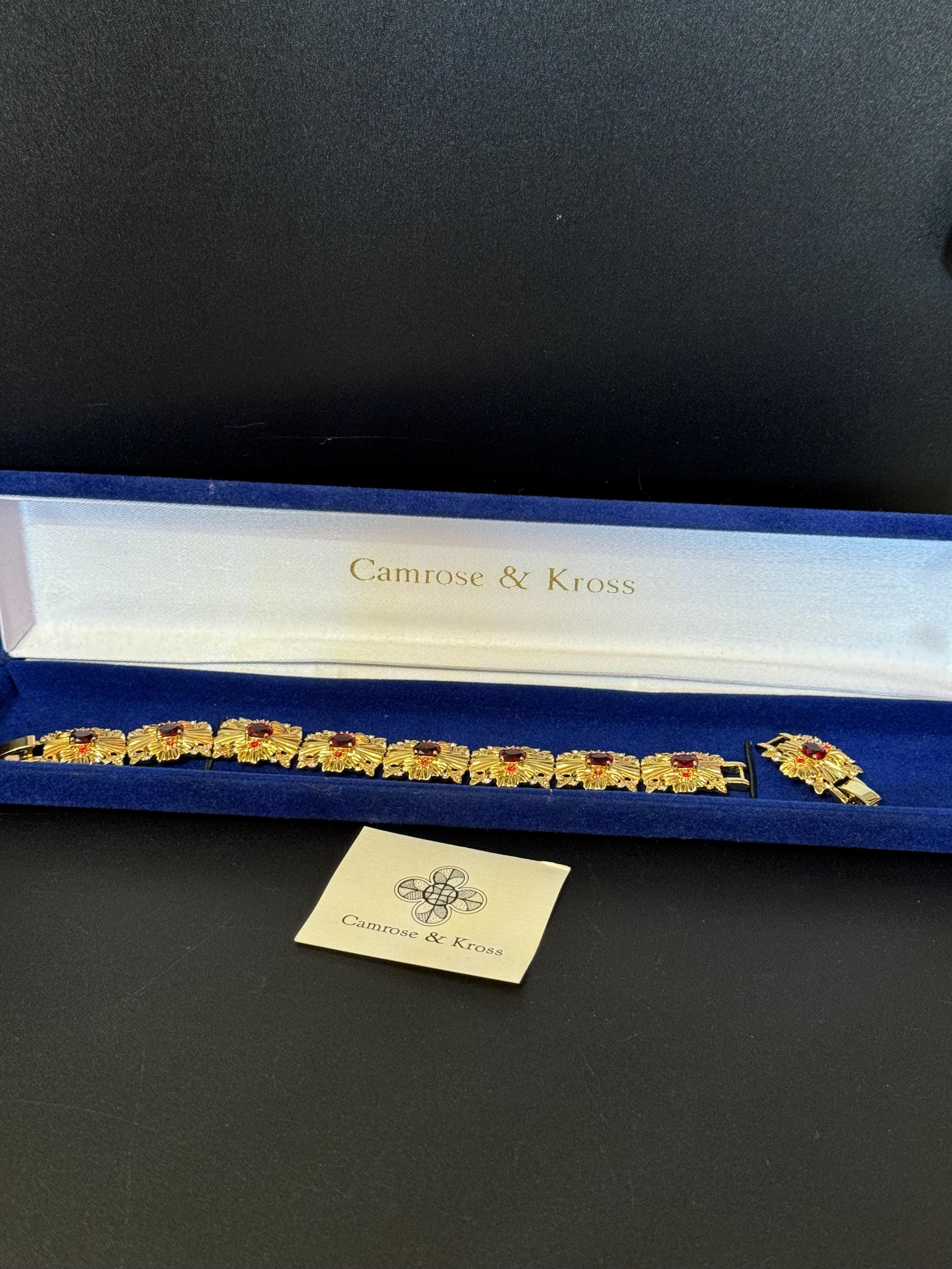 JBK Jacqueline Kennedy Vintage Diamanté Ruby Red Gold Tone Bracelet