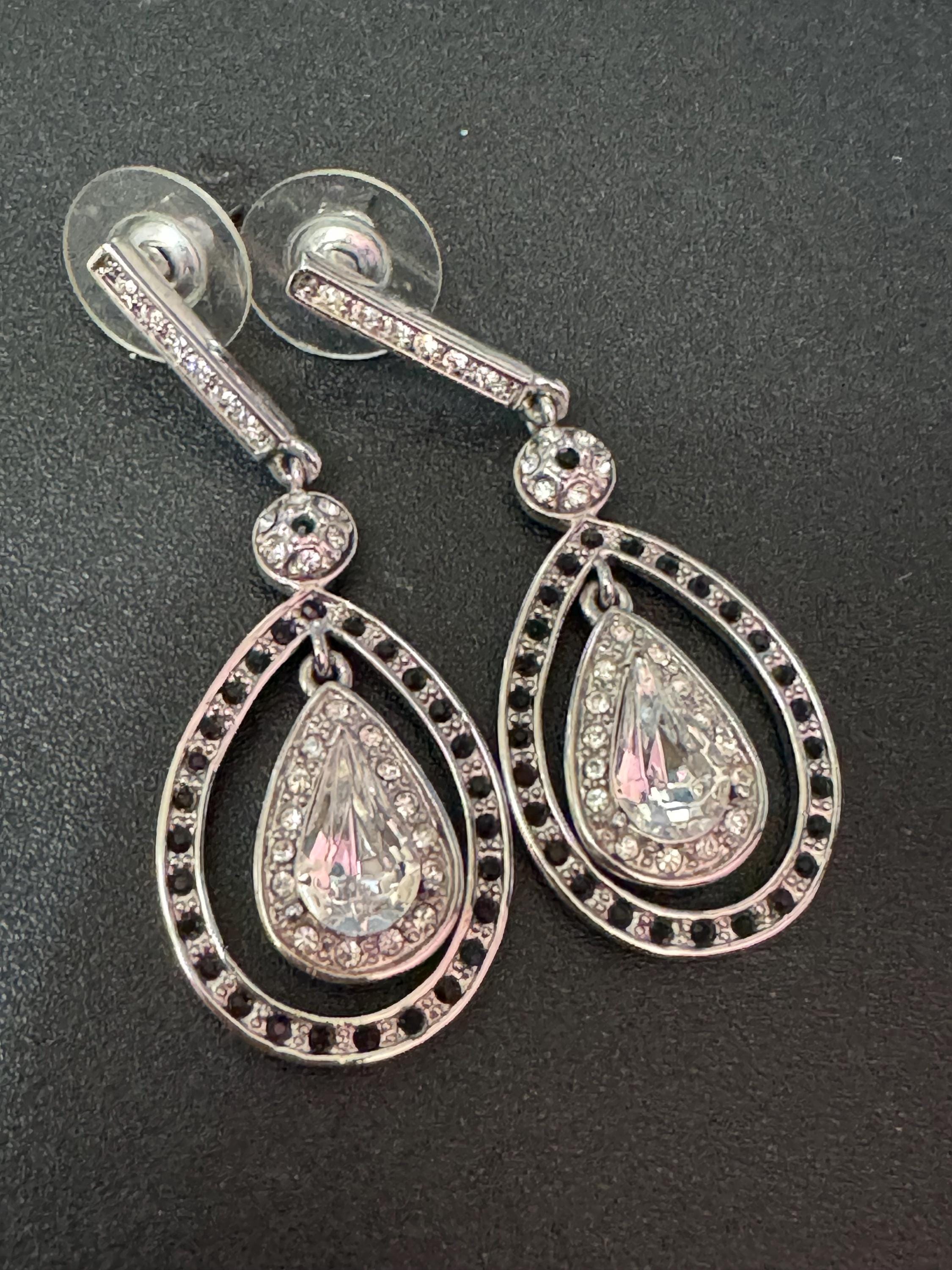 Vintage JBK Camrose & Kross Rhinestone Teardrop Earrings