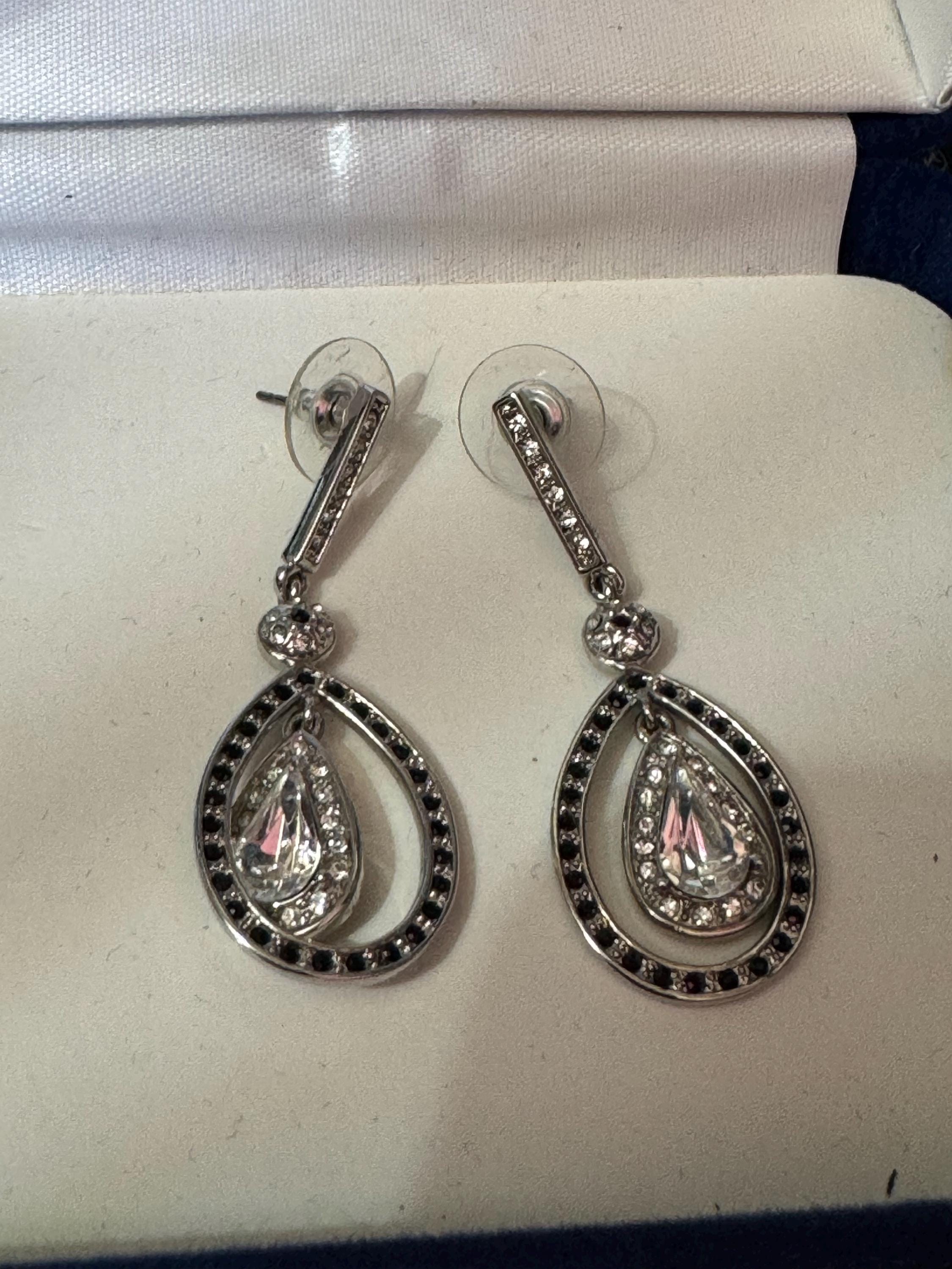 Vintage JBK Camrose & Kross Rhinestone Teardrop Earrings