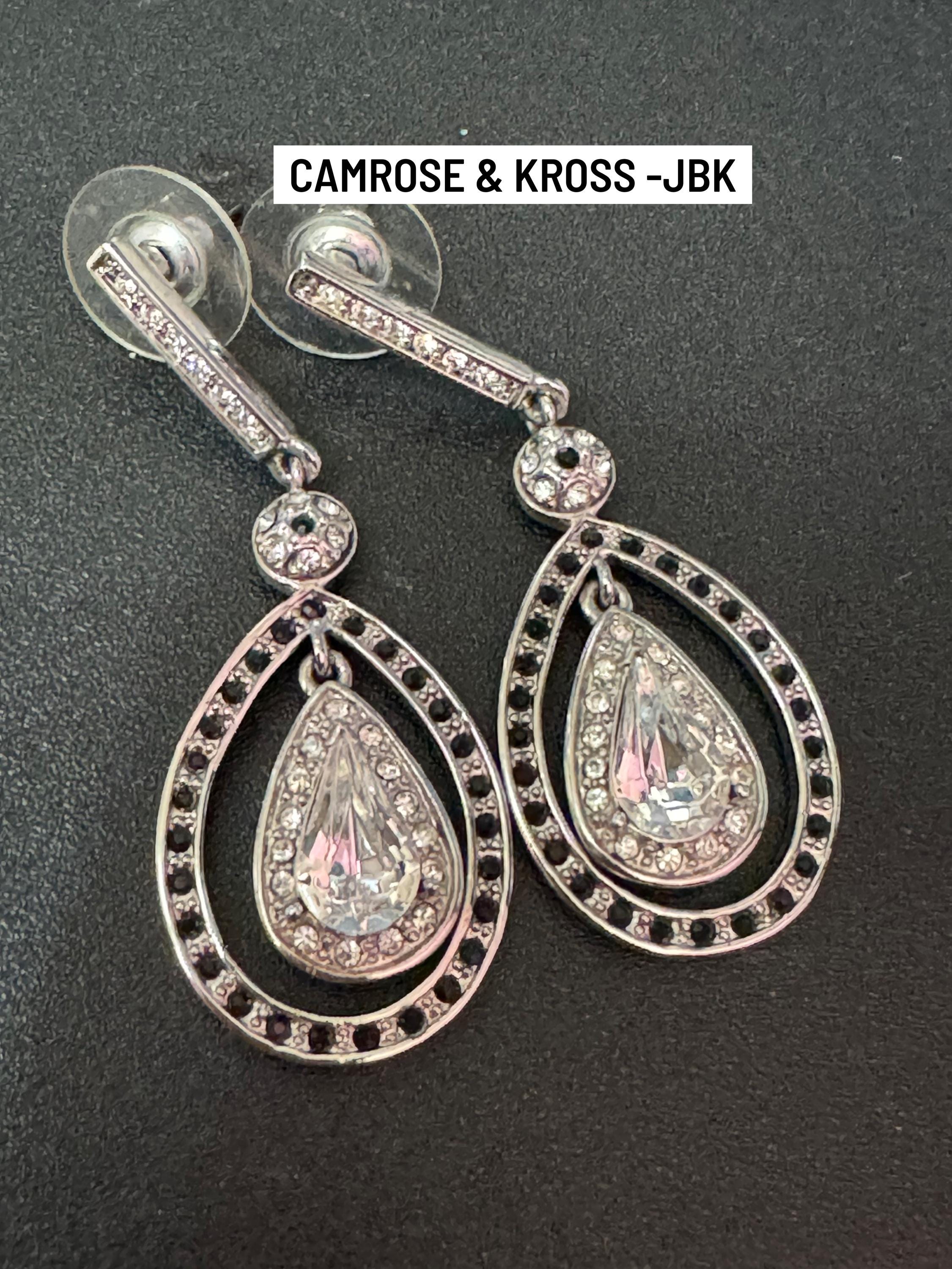 Vintage JBK Camrose & Kross Rhinestone Teardrop Earrings