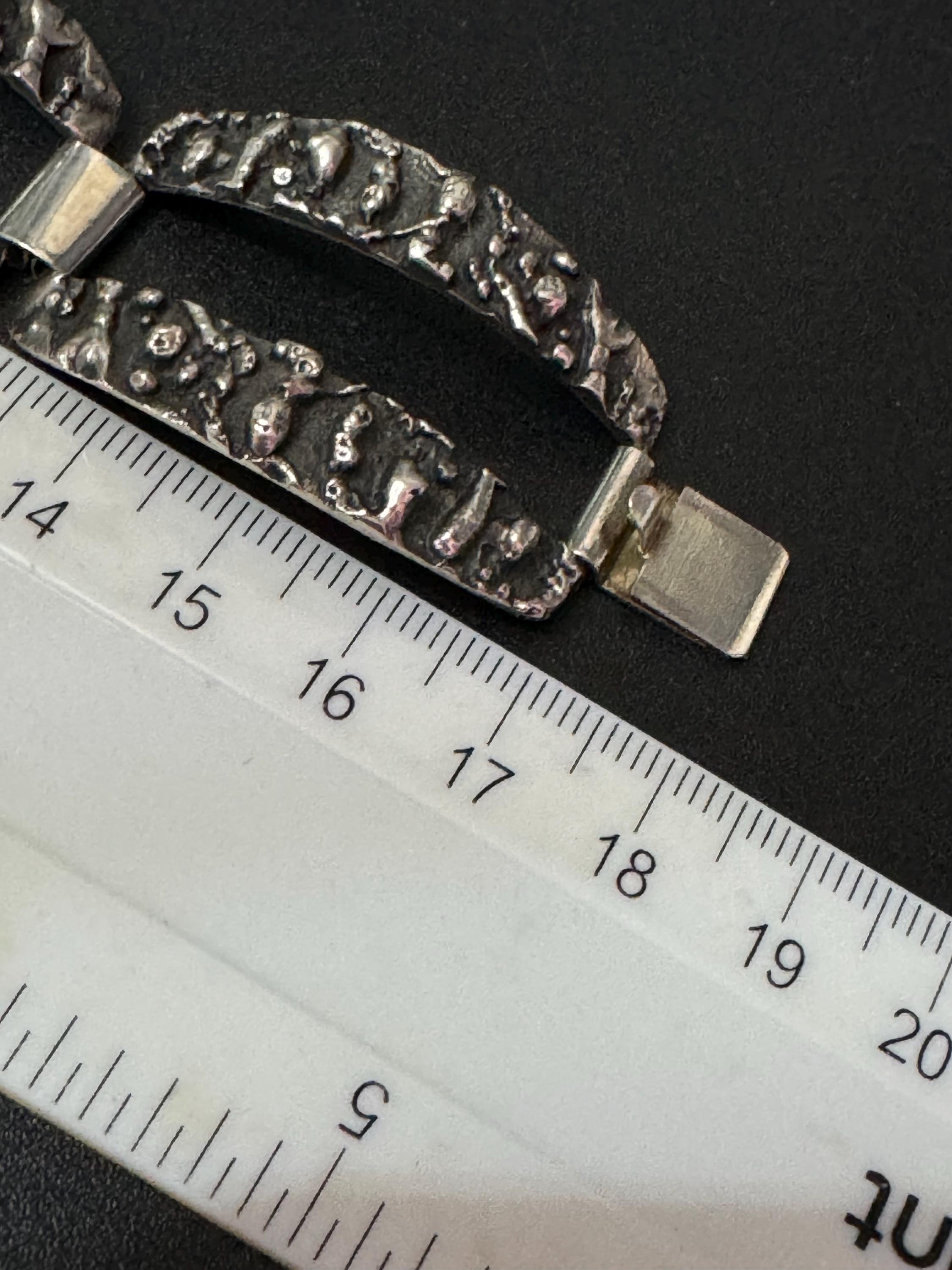 Modernist brutalist 835 continental silver panel link bracelet 33.4grams 17.5cm x 2.5cm