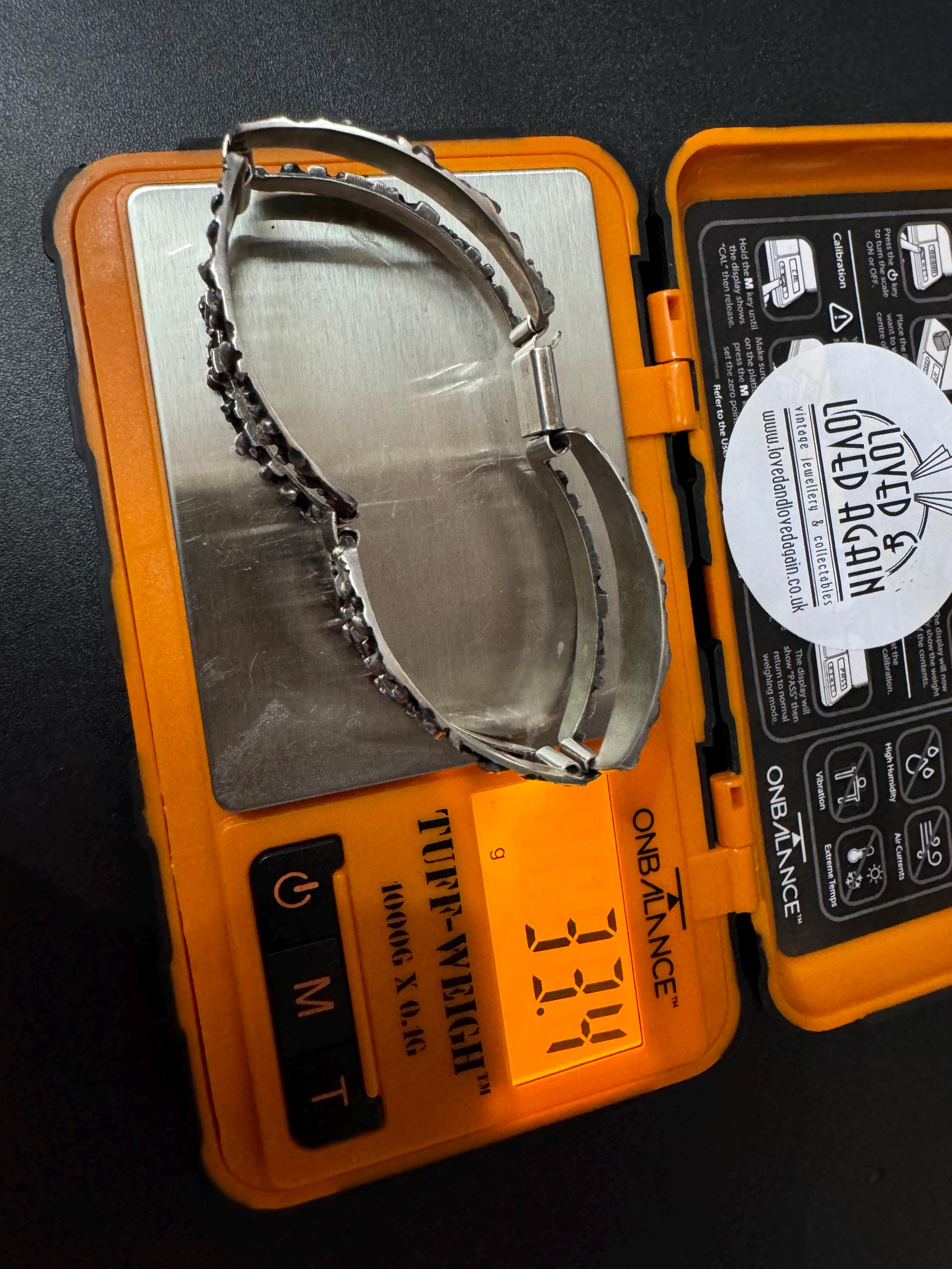 Modernist brutalist 835 continental silver panel link bracelet 33.4grams 17.5cm x 2.5cm