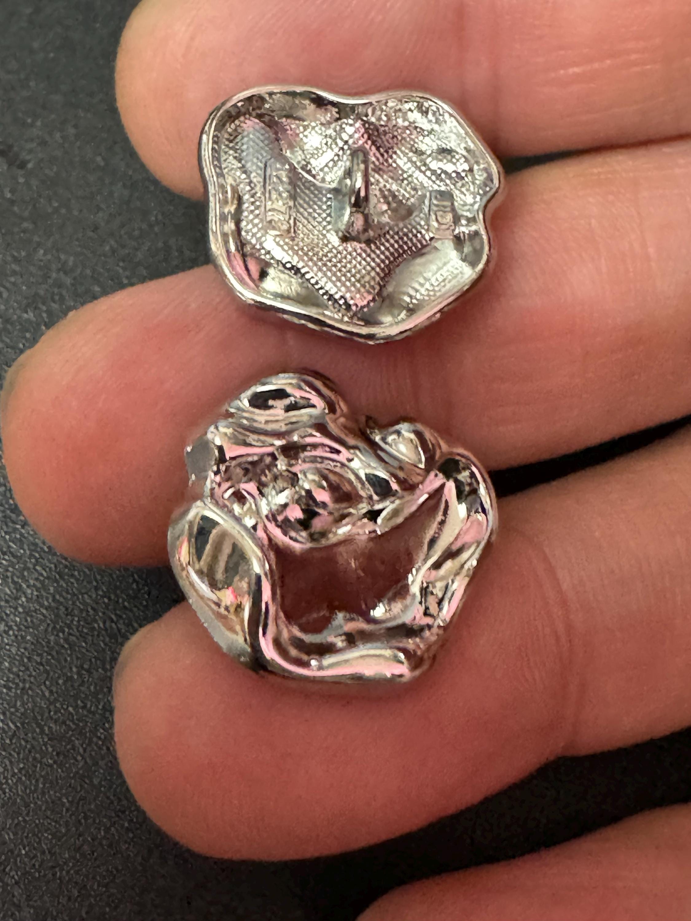 19mm silver tone irregular shaped metal buttons 5 pack