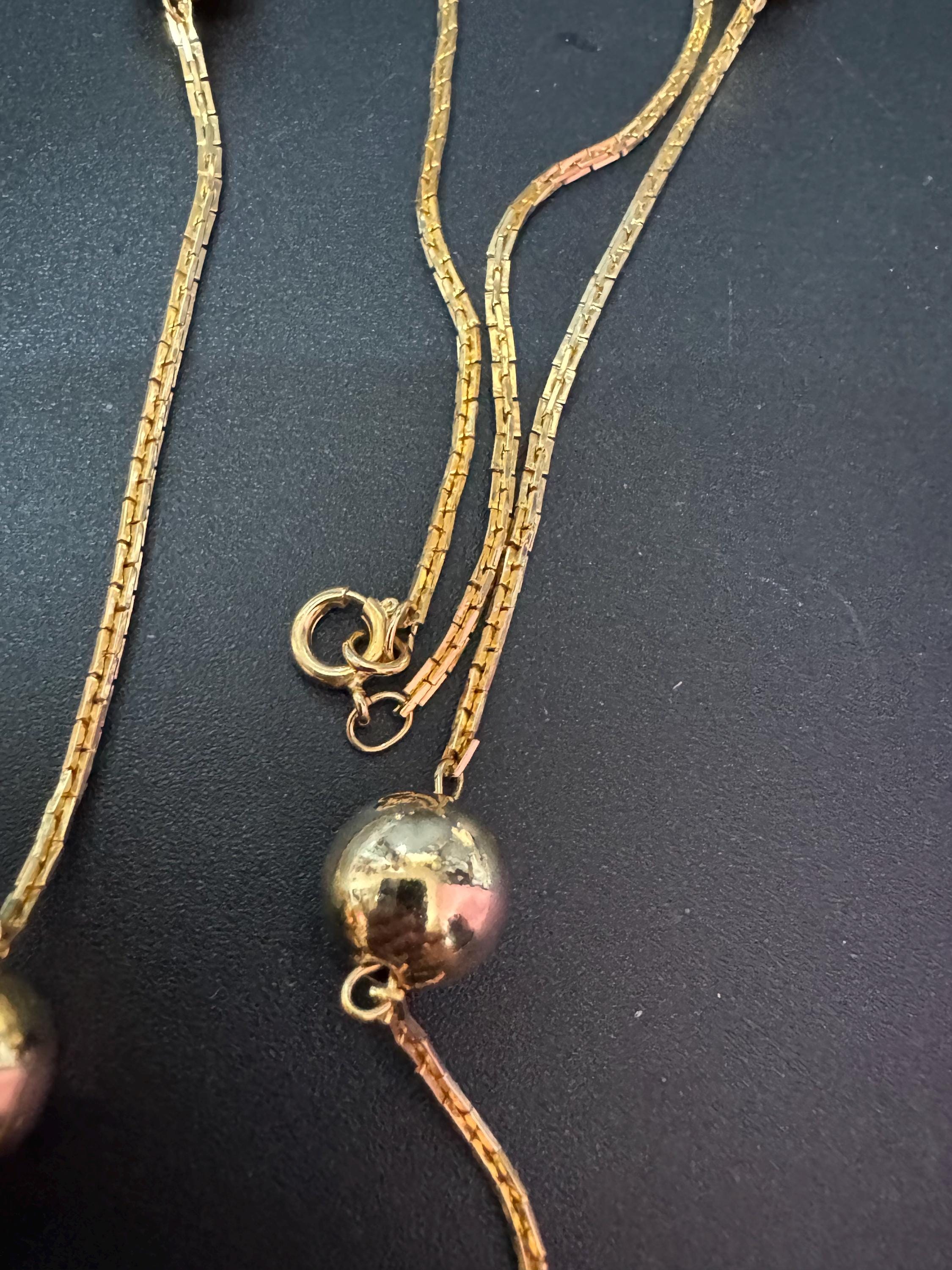 24” 80cm long 1980s thick gold plated ball station link chain necklace