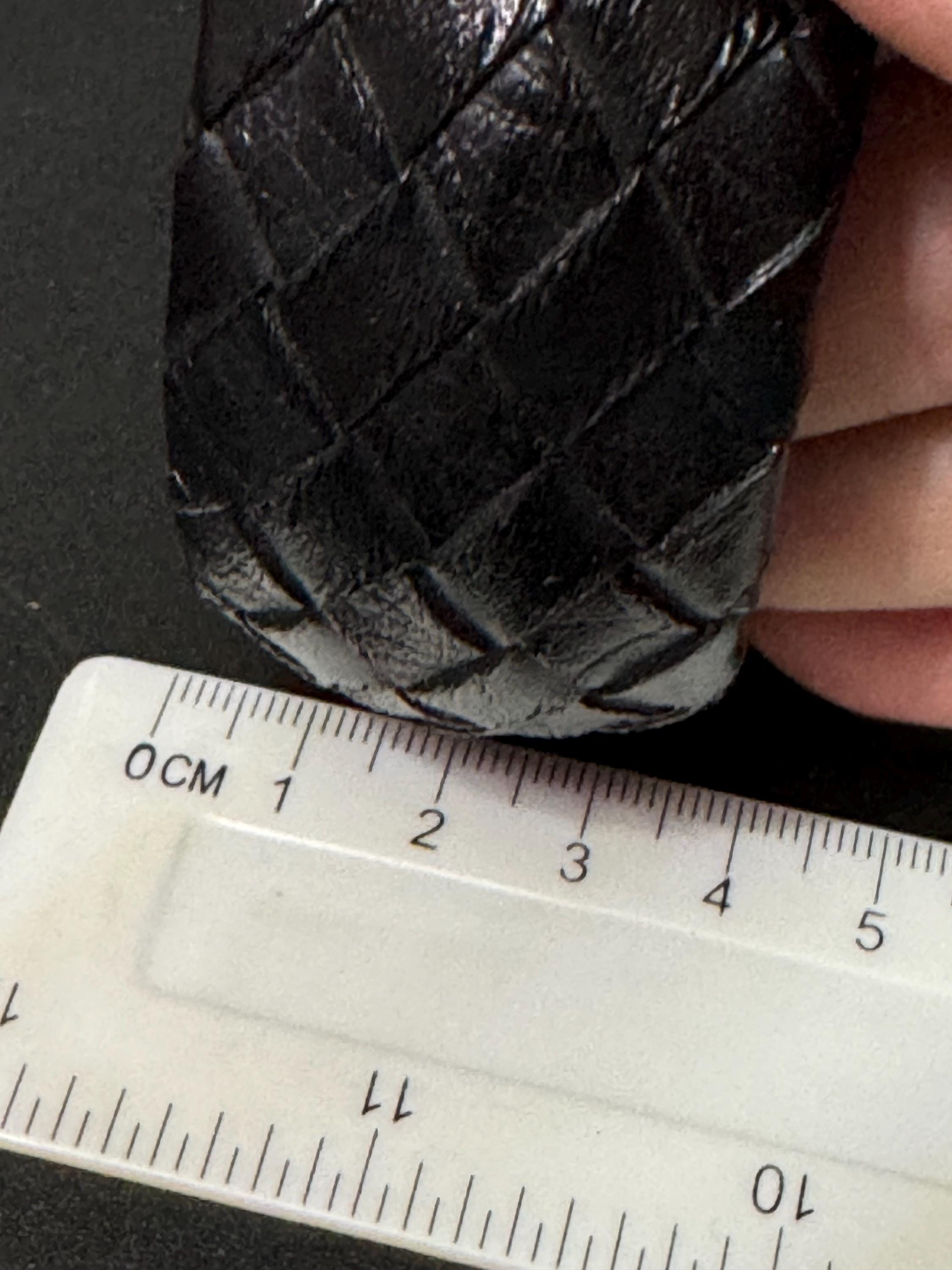Vintage retro big black woven leather wide bangle boho