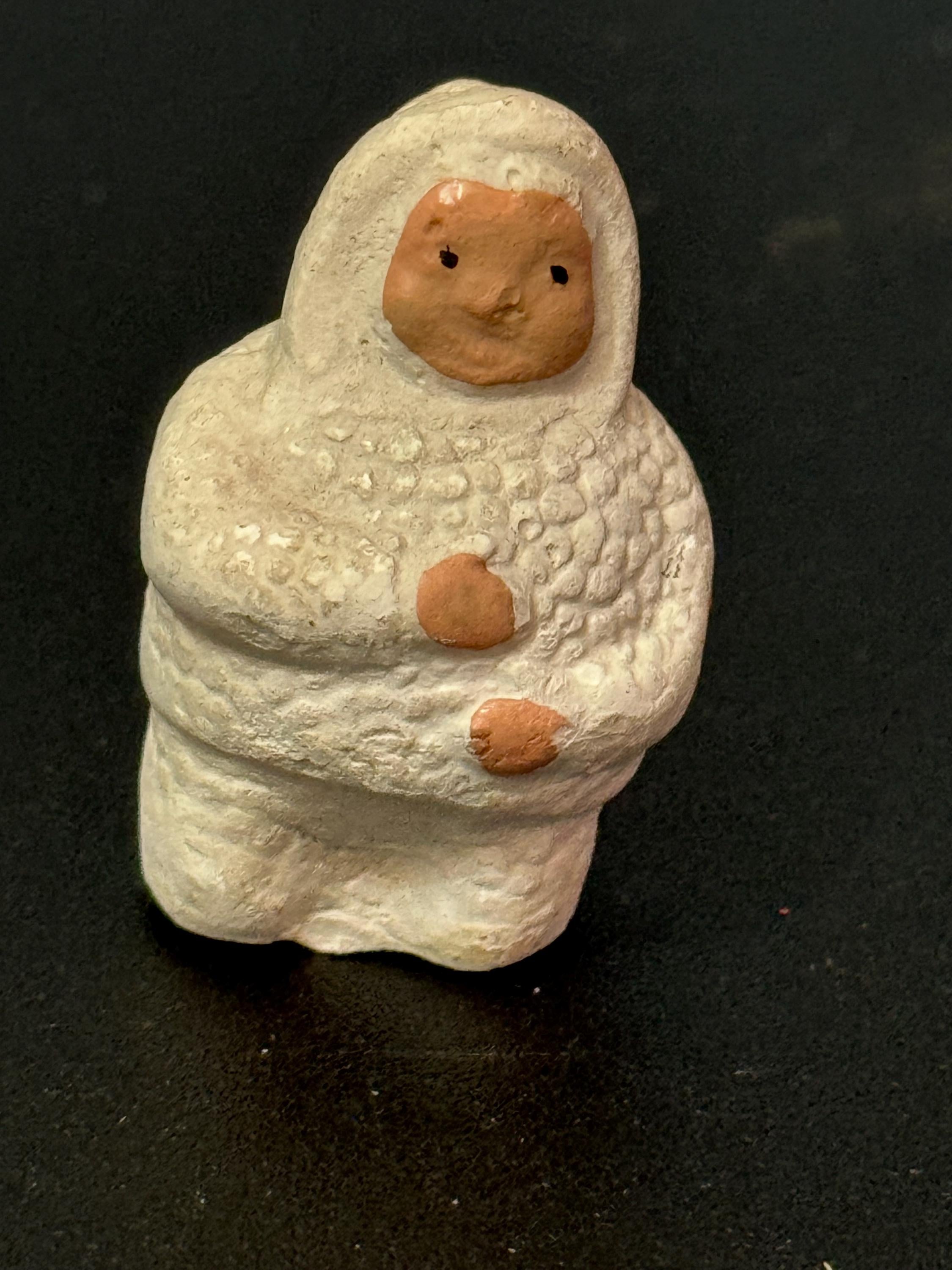 Antique PLASTER bisque Snow Baby Christmas Xmas Cake topper decoration