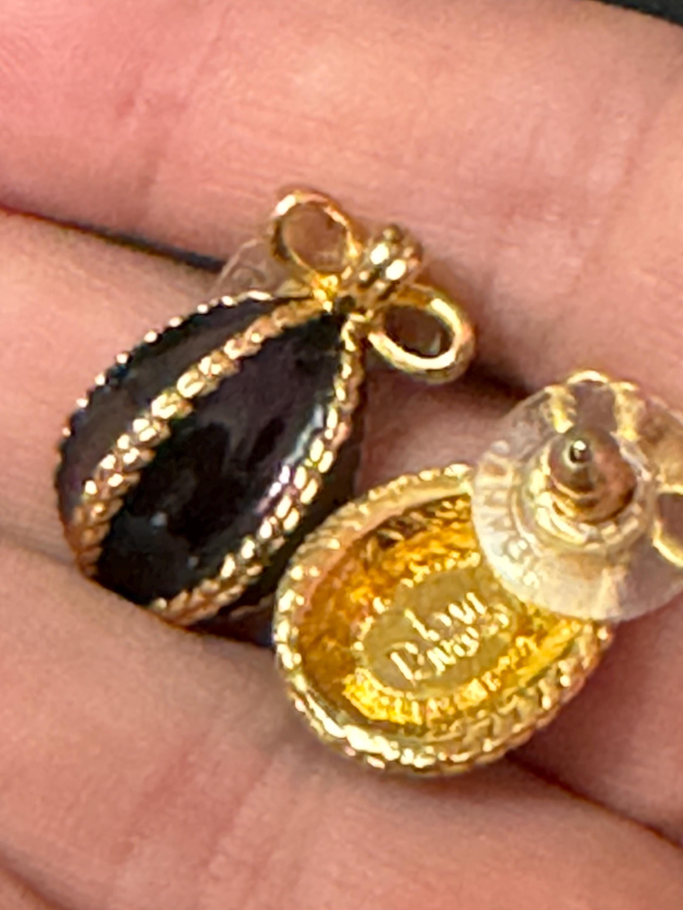 Joan rivers faberge egg inspired black enamel pearl gold pierced stud earrings