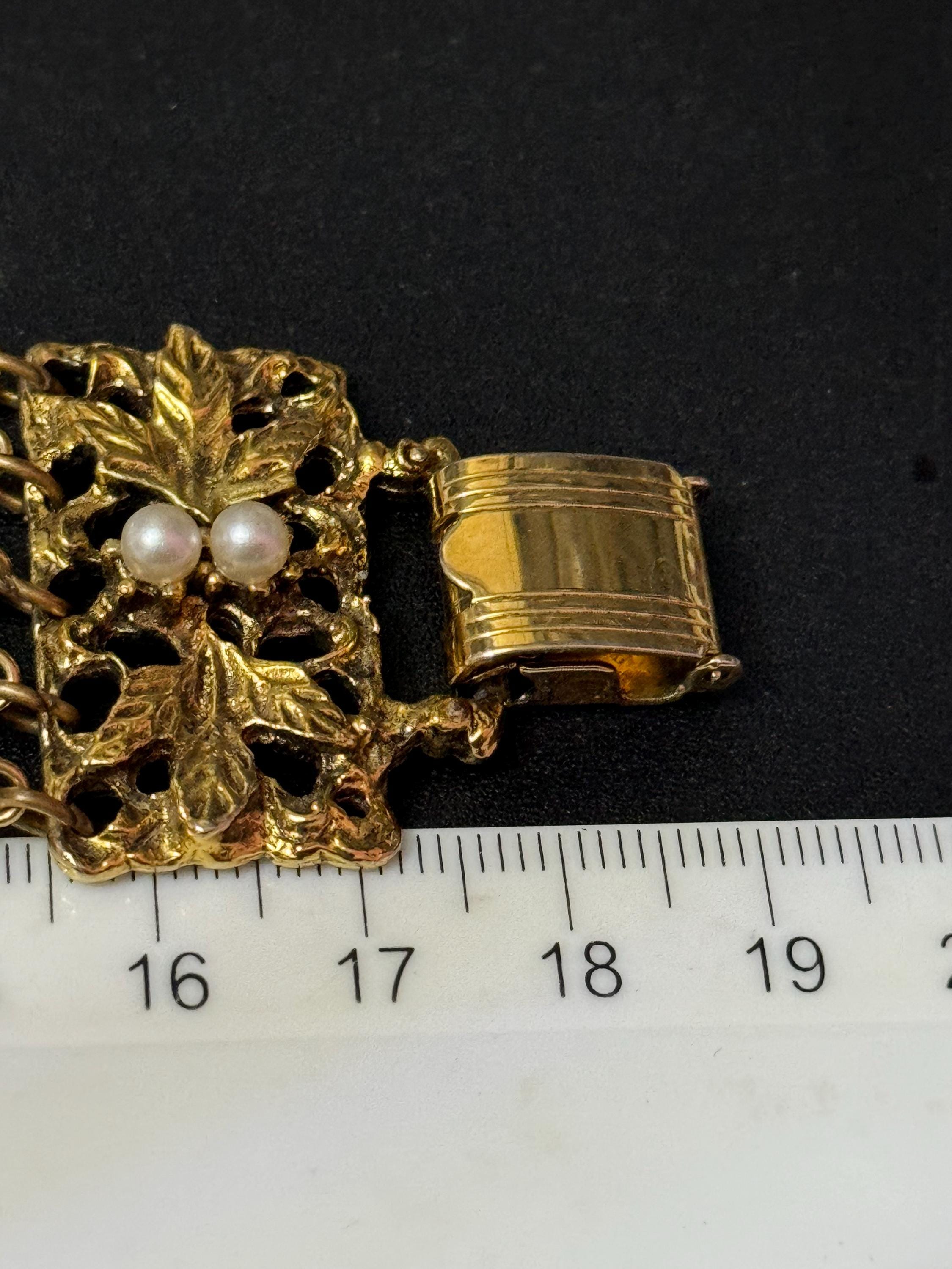 Signed Celebrity Gold Tone Faux Pearl Bracelet: 1960s-70s