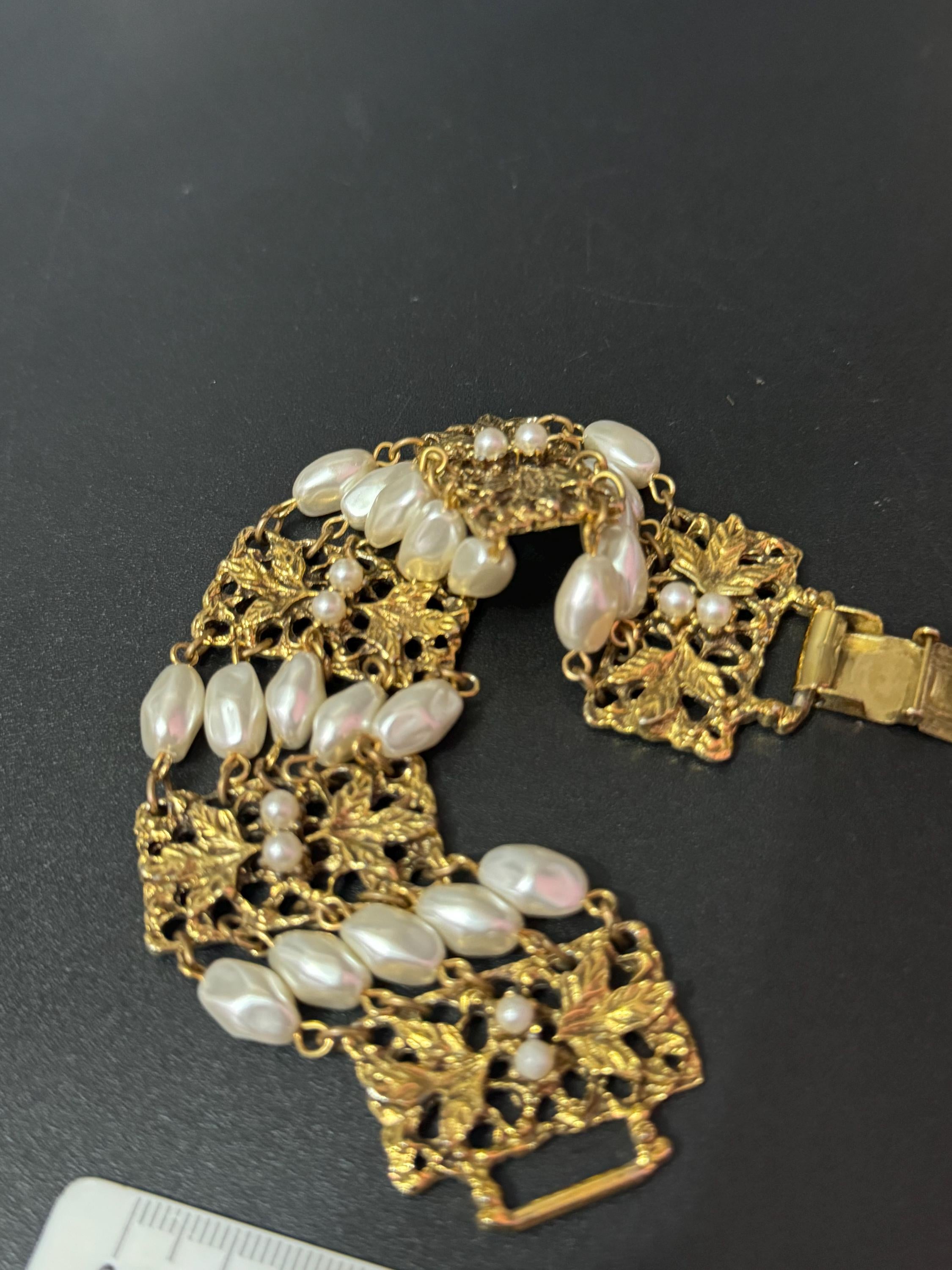 Signed Celebrity Gold Tone Faux Pearl Bracelet: 1960s-70s