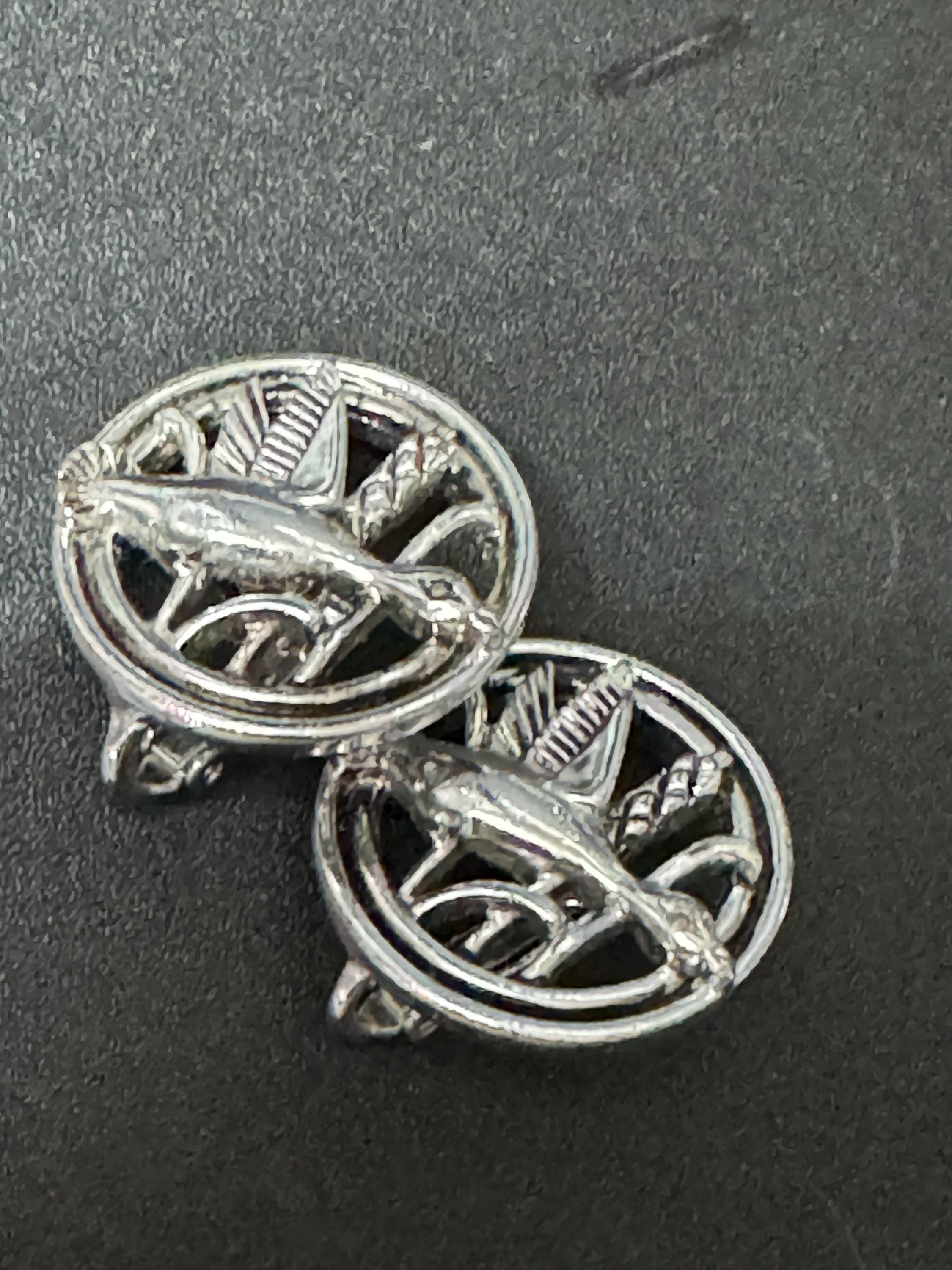 Vintage SARAH COV Silver Tone Duck Clip On Earrings, 1960s