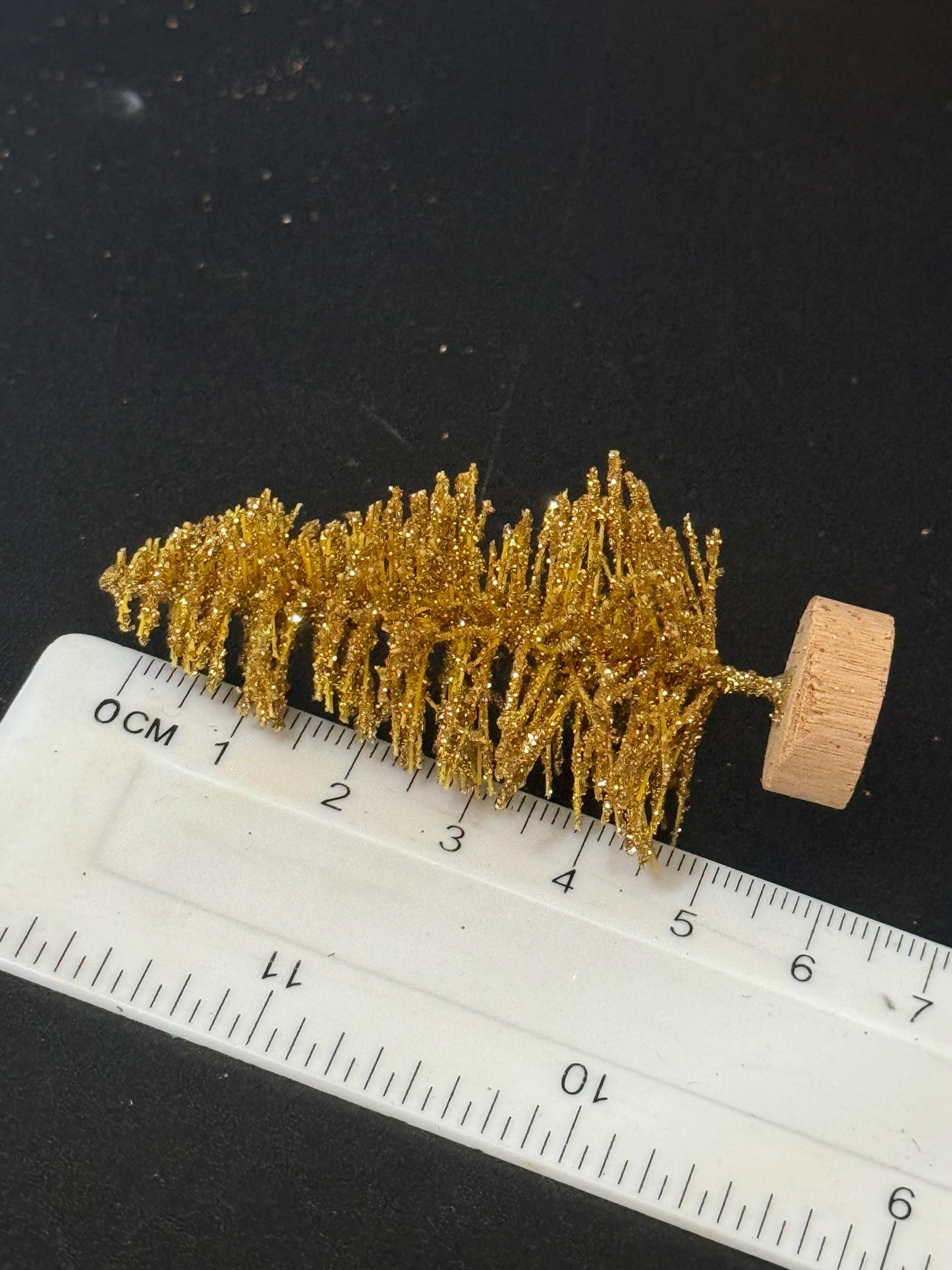 5pc gold glitter miniature Christmas tree decorations for cake topper,craft and scenery