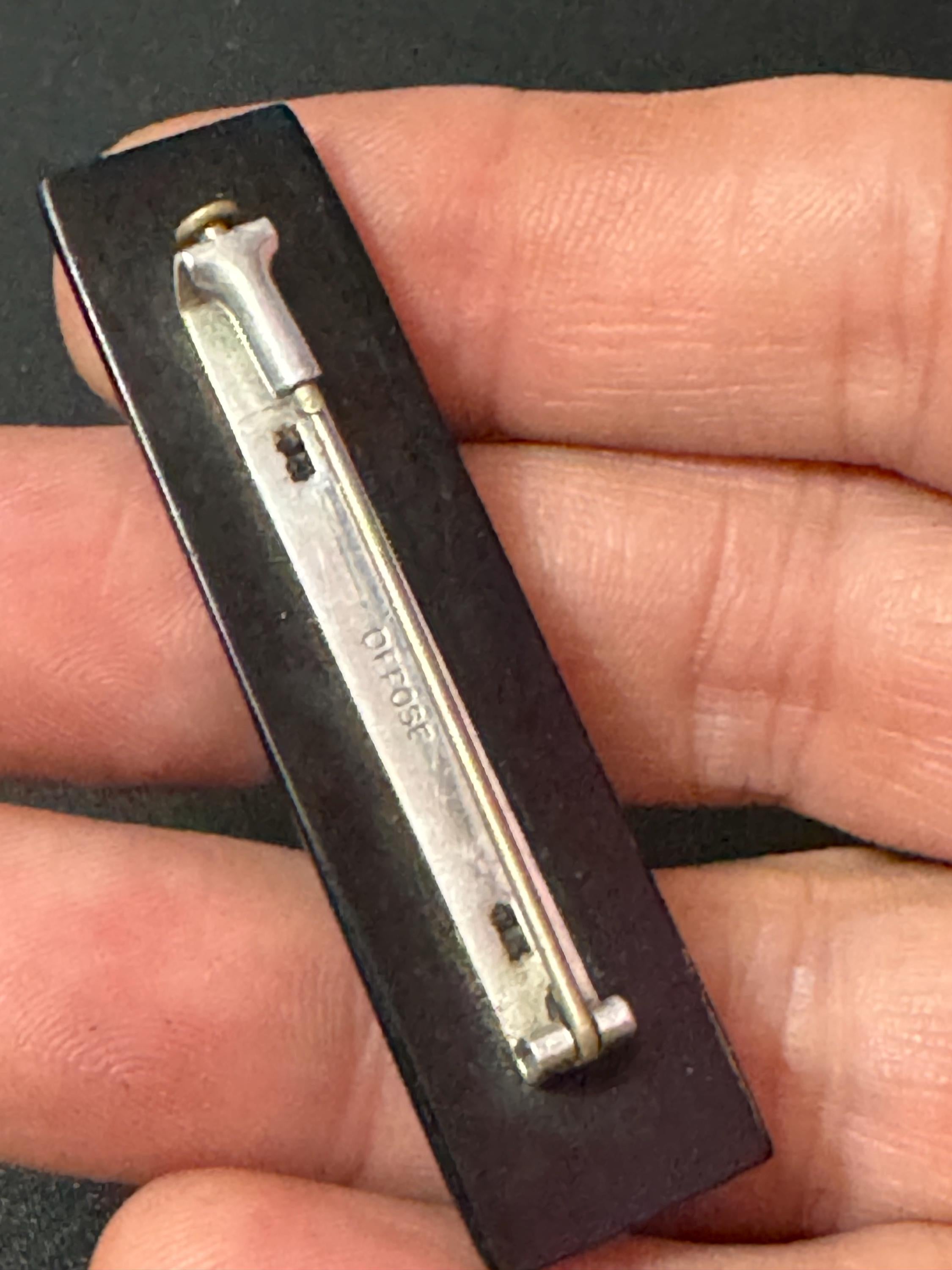 1920s early plastic Bakelite rhinestone paste diamanté rectangular brooch with pique work