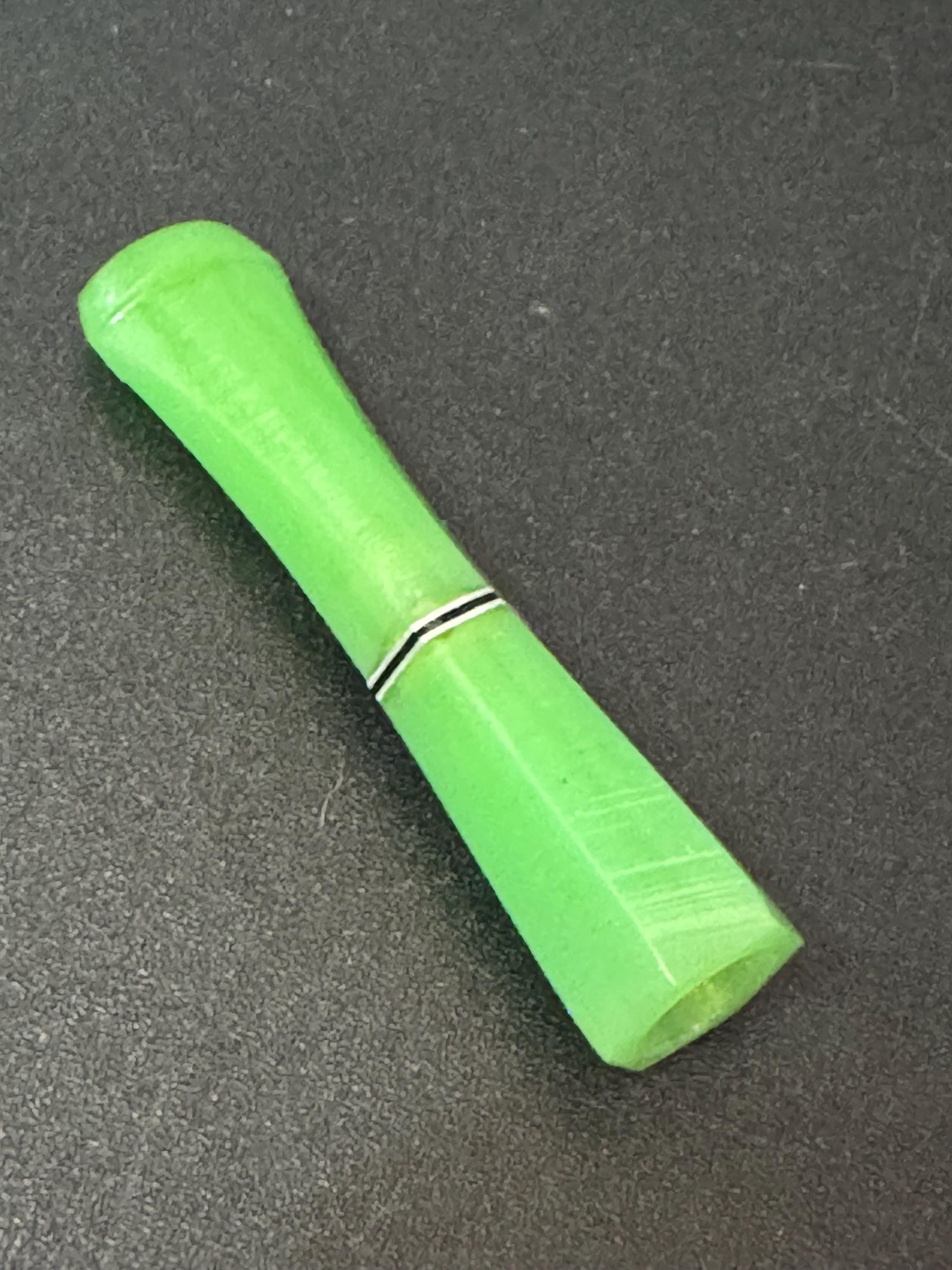 2” bright green banded Vintage 1920s Bakelite early plastic Cocktail Party Cigarette Holder