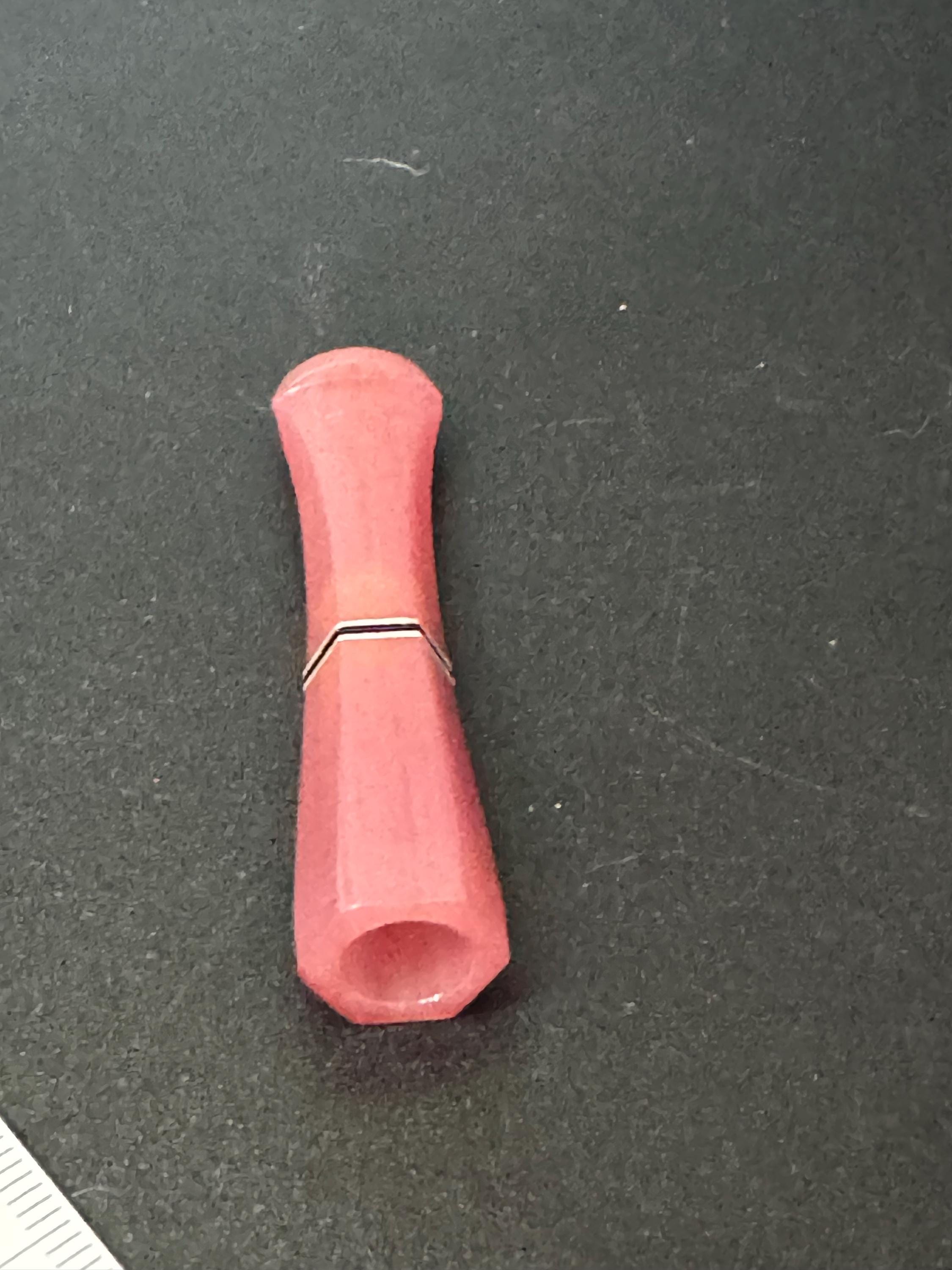 2.5” opaque pink red banded Vintage 1920s Bakelite early plastic Cocktail Party Cigarette Holder